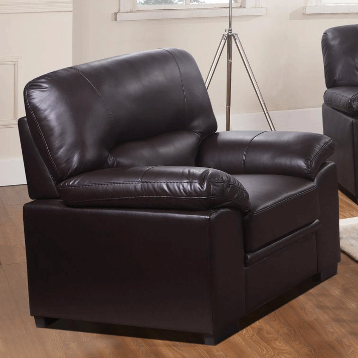 Carlsbad Luxury Leather Gel 1-Seater Sofa Classic Comfort in Espresso - Sigrid Mills