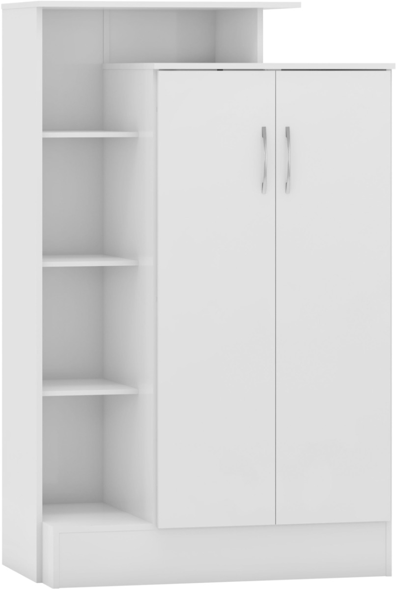 Nevada Petite Open Shelf Wardrobe - White Gloss - Budget Deals