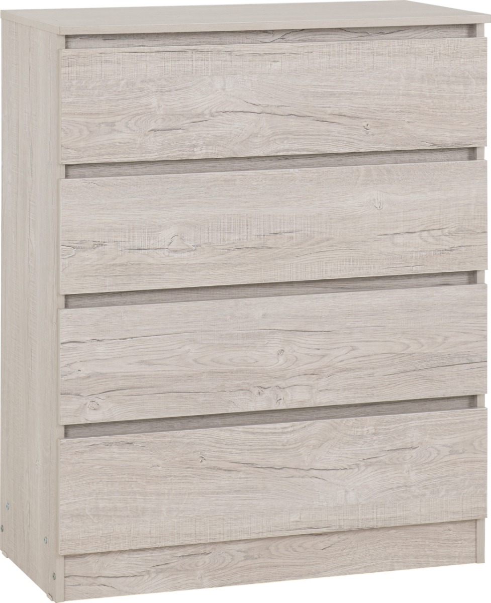 MALDEN Natural Finish Chest of Drawers - Medium-sized, 4 Drawers - Budget Deals