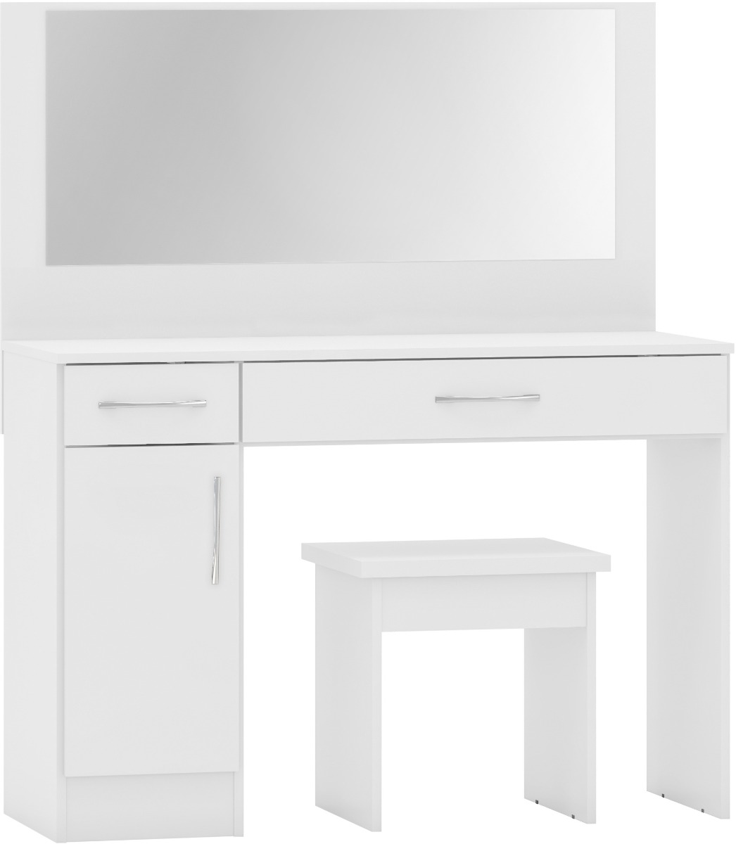 Nevada Vanity/Dressing Table Set - White Gloss - Budget Deals