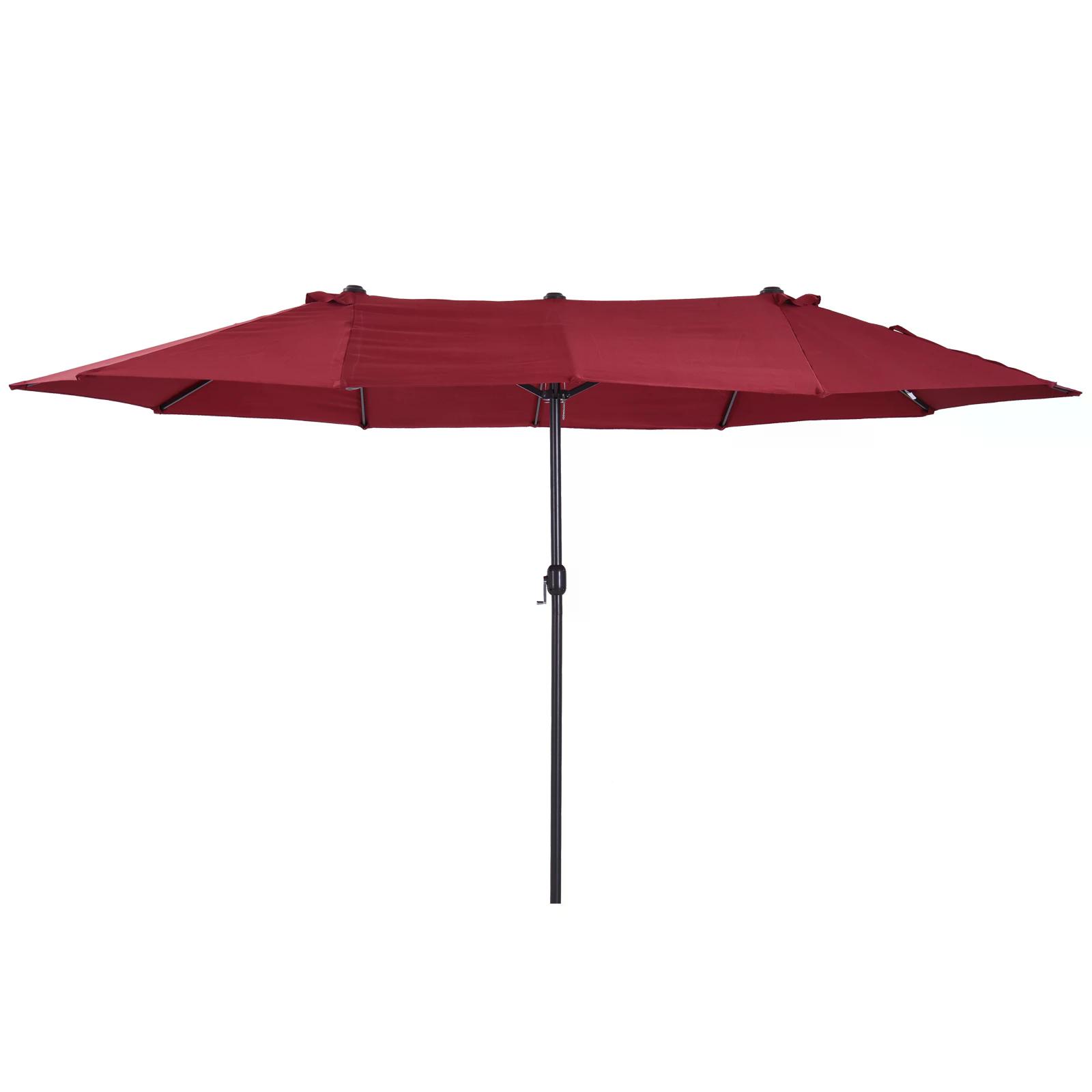 4.6m Double-Sided Patio Parasol Sun Umbrella-Wine Red - Life Essentials
