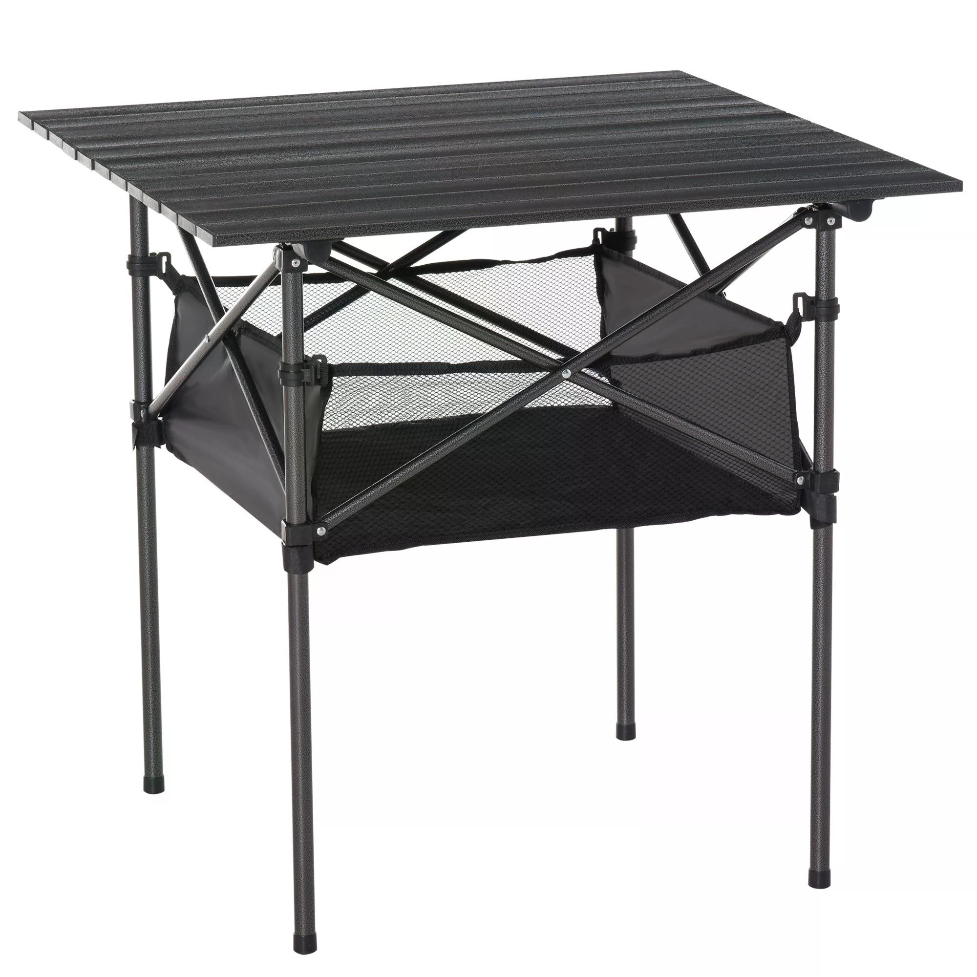 Folding Camping Table with Mesh Storage Roll Up Tabletop with Carring Bag - Life Essentials