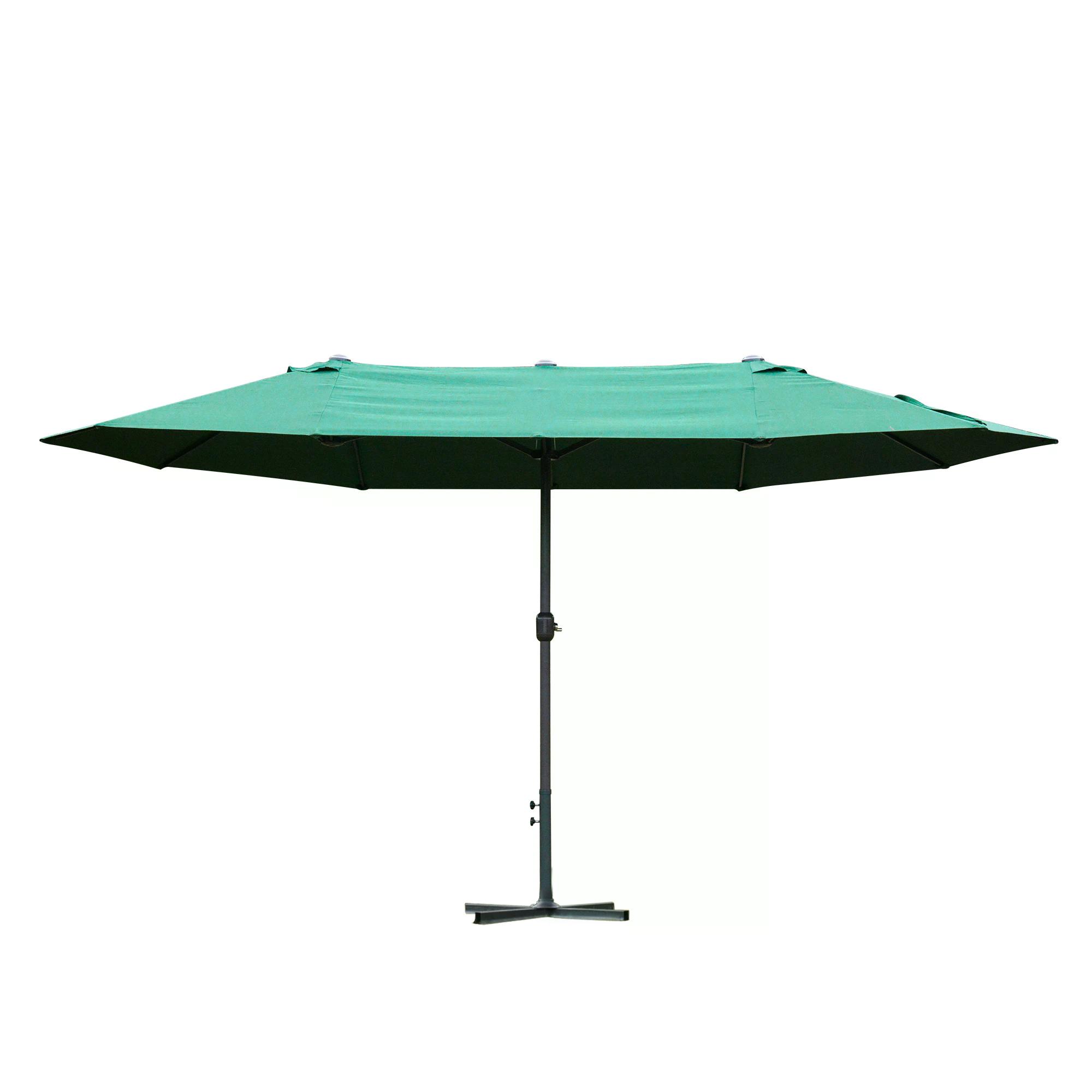 4.6m Garden Parasol Double-Sided Sun Umbrella Patio Market Shelter Canopy Shade Outdoor Dark Green - Life Essentials