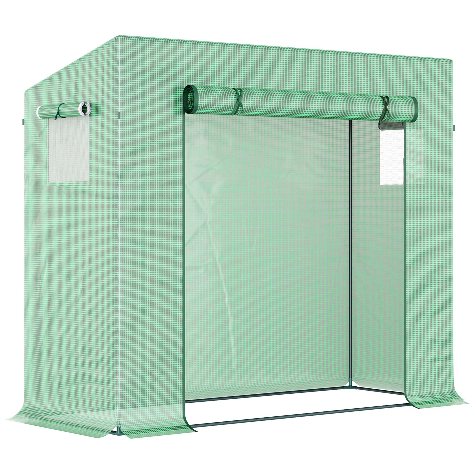 Garden Greenhouse with PE Plant Cover, Windows and Zipper Door for Fruit and Veg 198L x 77W x 149-168H cm - Life Essentials