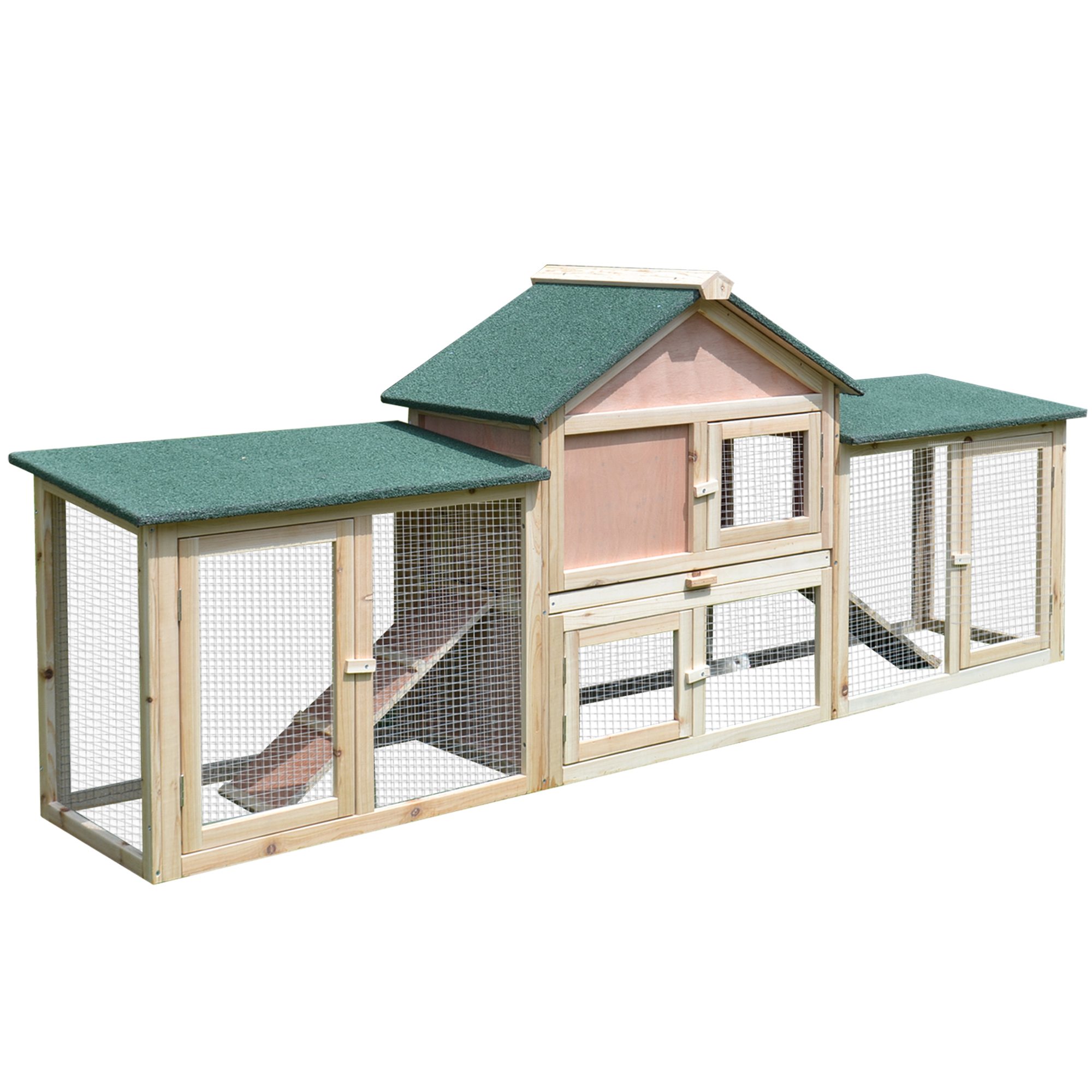 Deluxe Wooden Rabbit Hutch Bunny Cage House w/ Ladder Outdoor Run - Life Essentials