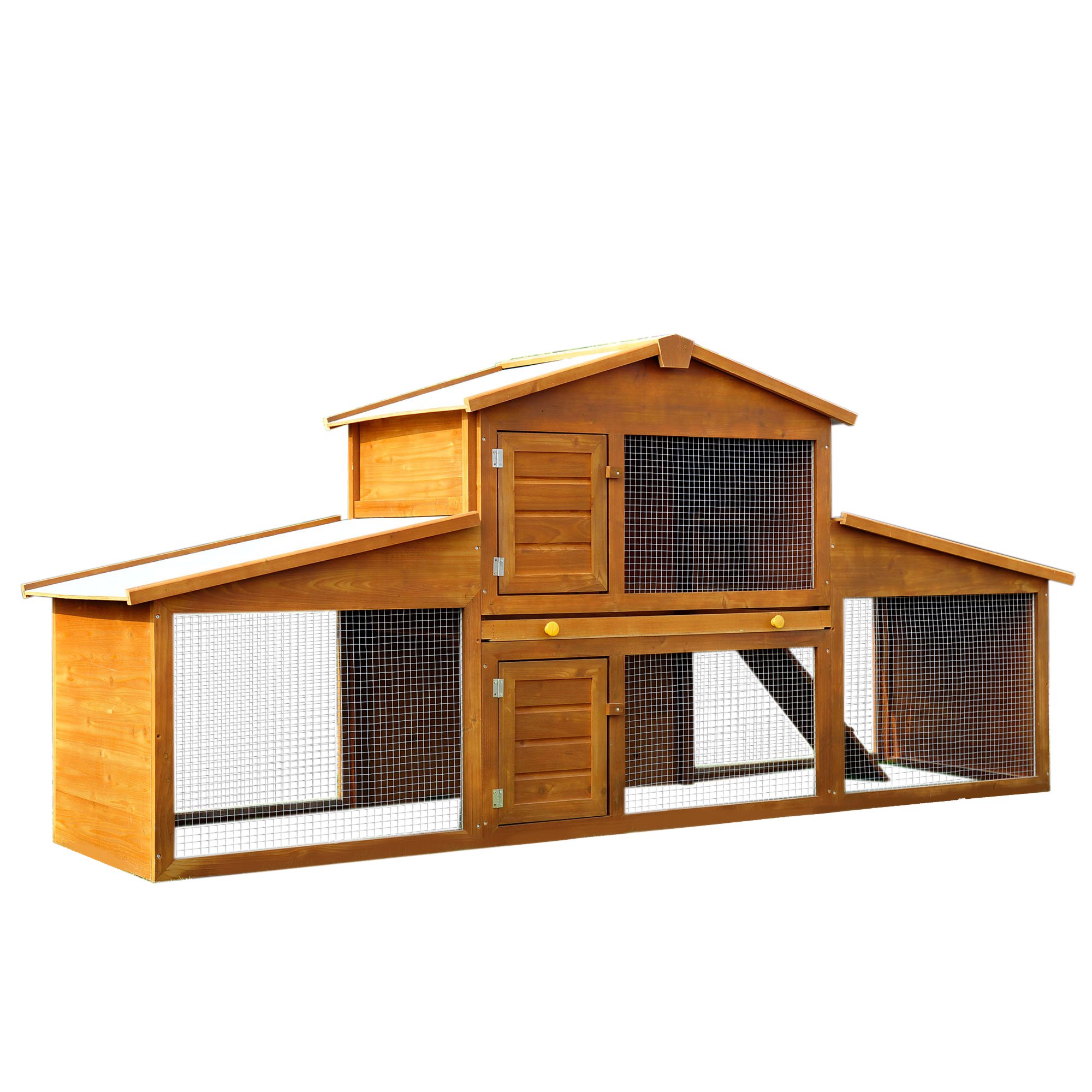 Small Animal Deluxe XXL Fir Wood 2-Tier Hutch Natural Wood Tone - Life Essentials