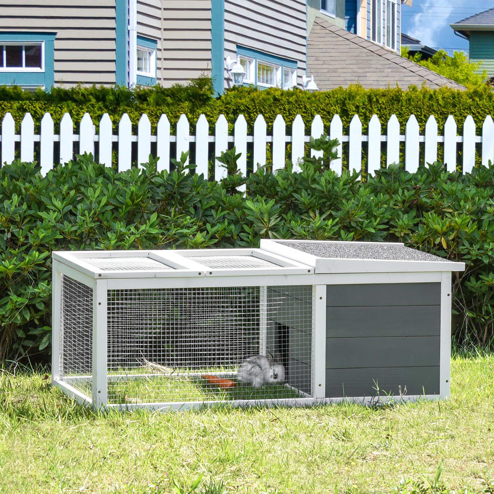 Indoor Outdoor Wooden Guinea Pigs Hutches Small Guinea Pigs Hutches Pet Run Cover, with UV-resistant Asphalt roof and Water-repellent Paint - Life 