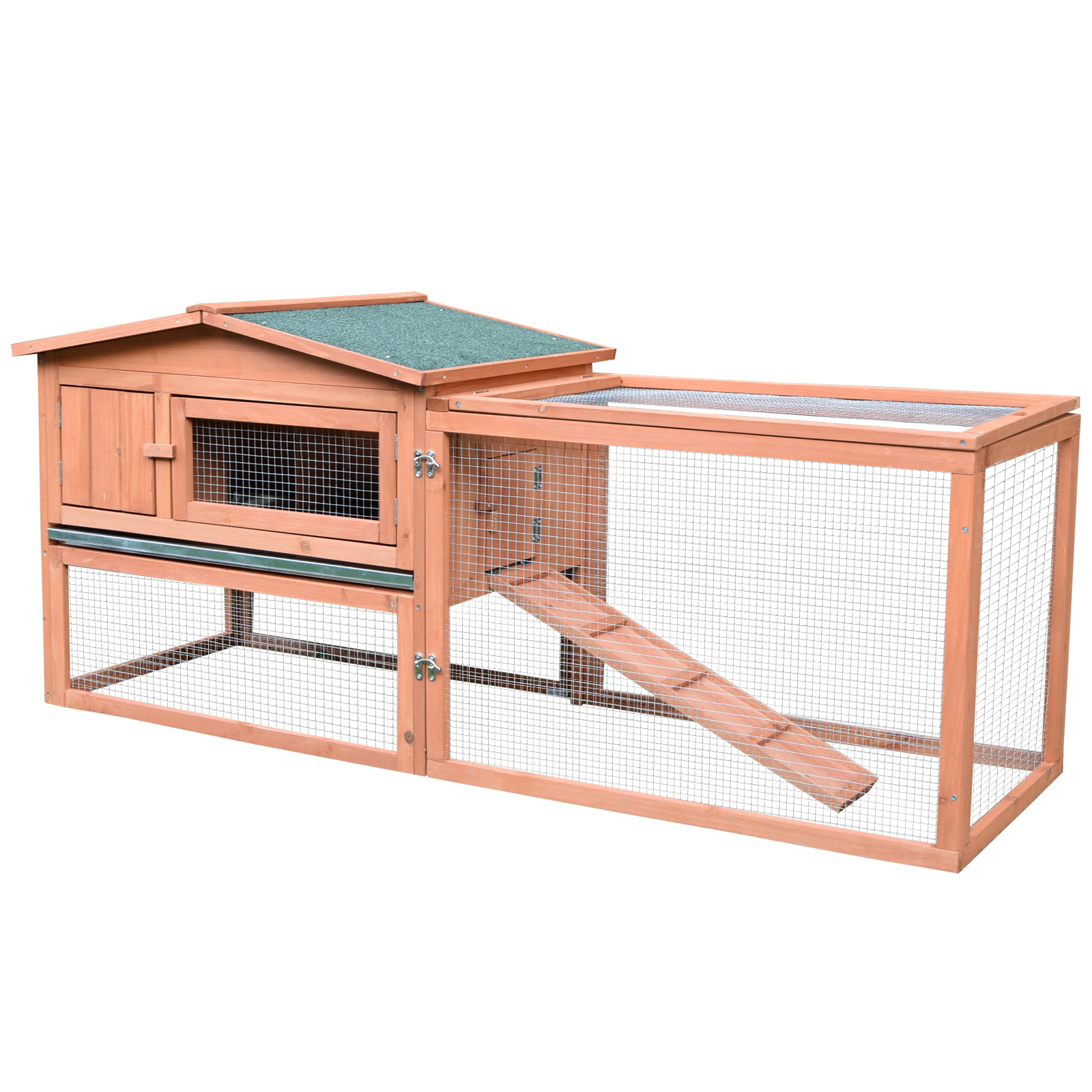 2 Floor Wooden Rabbit Hutch Bunny Cage House Chicken Coop Outdoor Garden Backyard 158 x 58 x 68 cm - Life Essentials