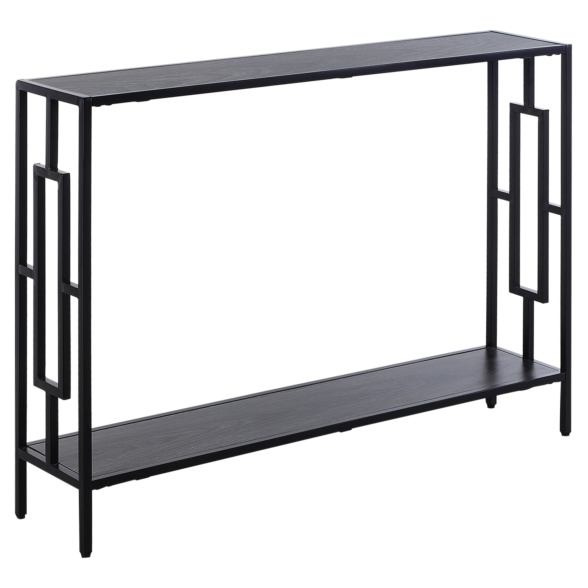 Industrial Console Table with Storage Shelf, Narrow Hallway Dressing Desk with Metal Frame for Living Room, Bedroom, Grey and Black - Life Essentials
