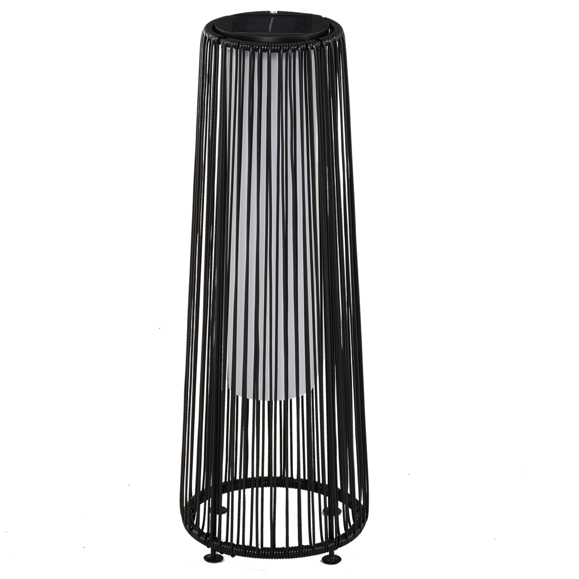 Patio Garden Solar Powered Lights Woven Resin Wicker Lantern Auto On/Off for Porch, Yard, Lawn, Courtyard, Black - Life Essentials
