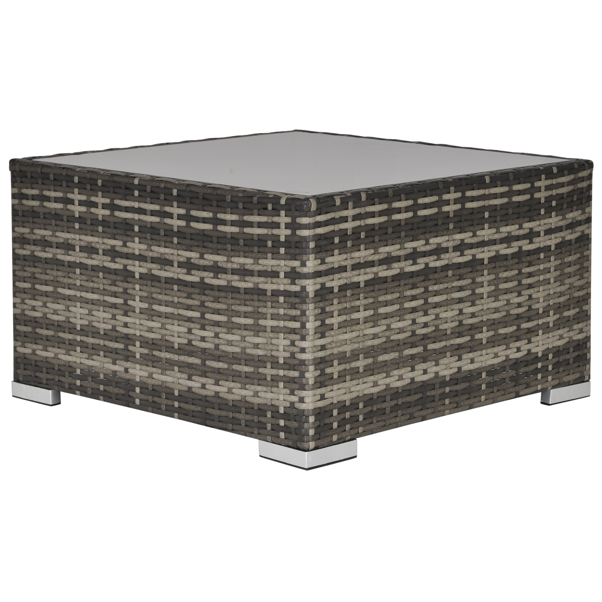 Rattan Coffee Table Ready to Use Outdoor Furniture Suitable for Garden Backyard Deep Grey - Life Essentials