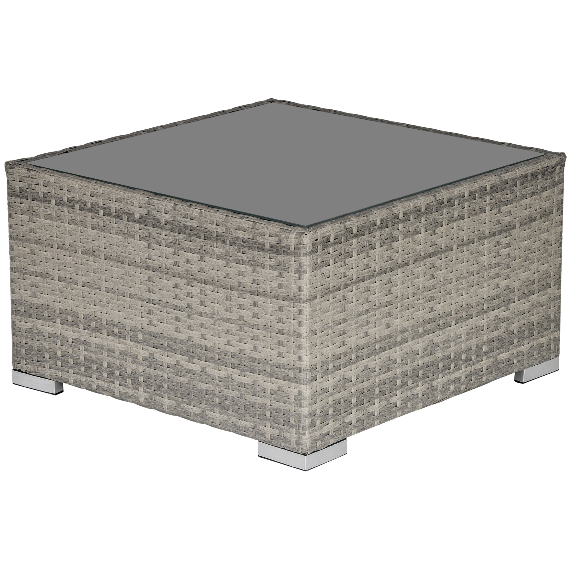 Rattan Wicker Patio Coffee Table Ready to Use Outdoor Furniture Suitable for Garden Backyard Grey - Life Essentials