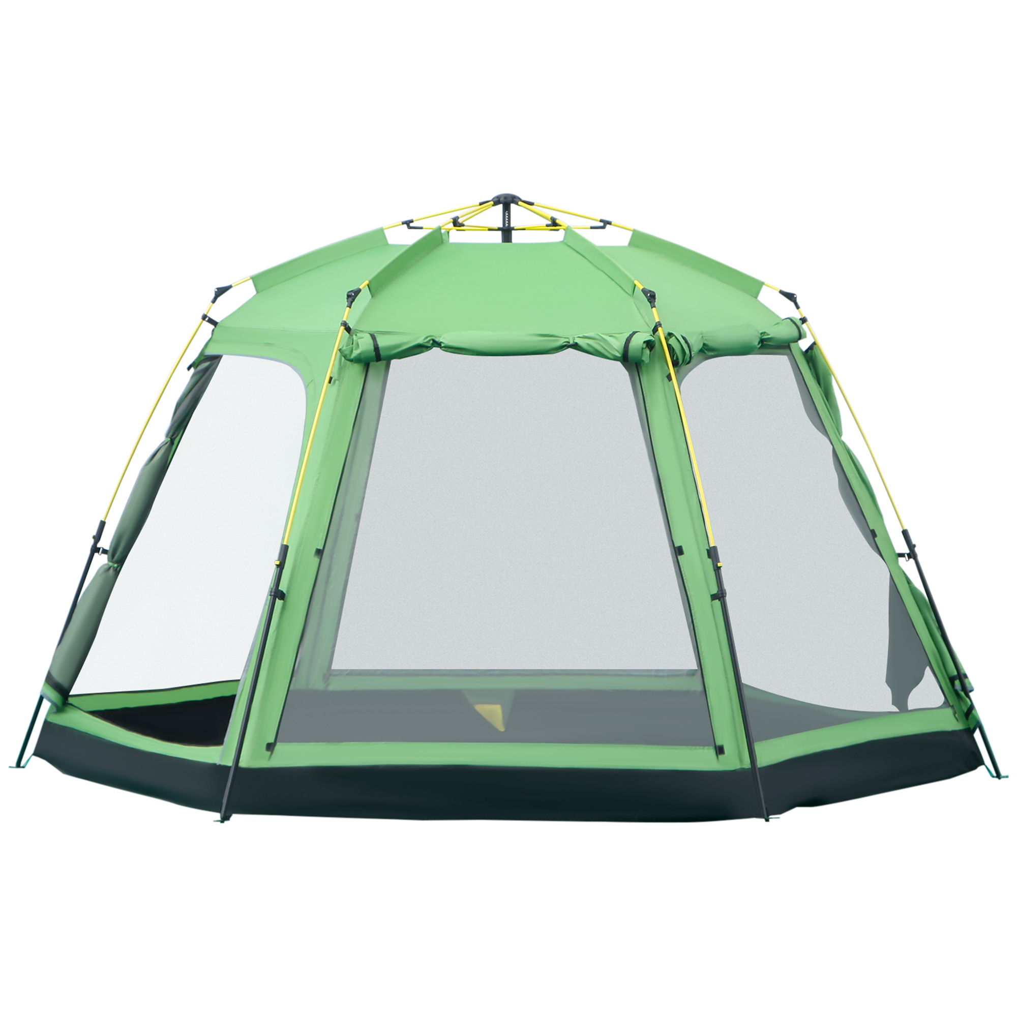 6 Person Pop Up Camping Tent, 2-Tier Design Backpacking Tent with 4 Windows 2 Doors Portable Carry Bag for Fishing Hiking, Green - Life Essentials