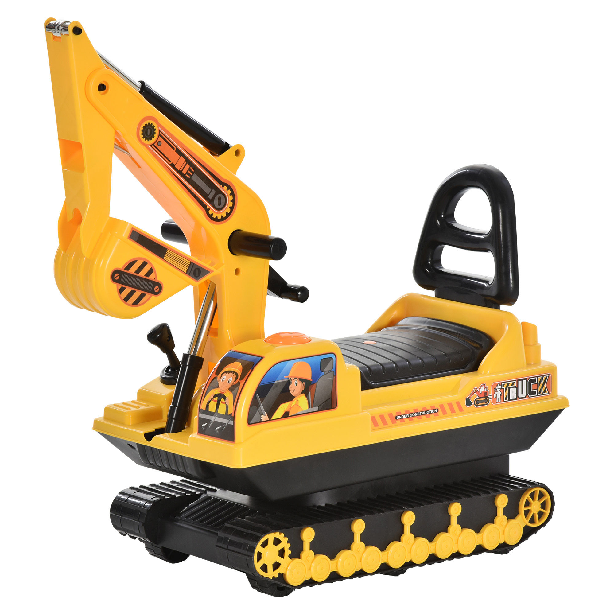 Ride On Excavator Toy Tractors Digger Movable Walker Construction Truck - Yellow, Black - Life Essentials