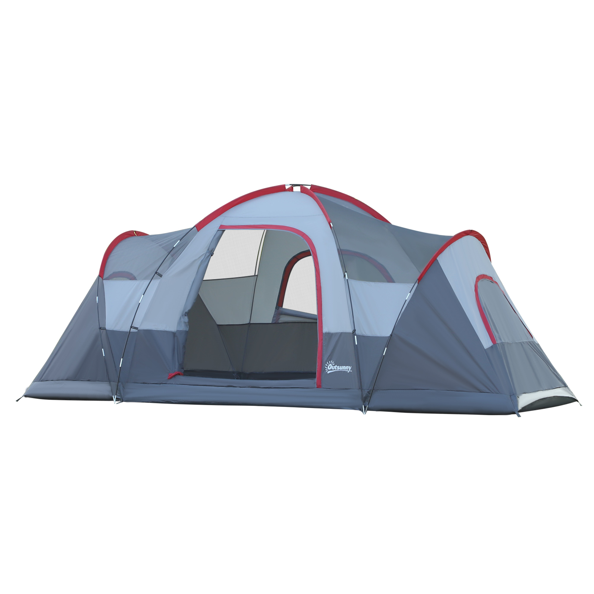 5-6 Man Dome Camping Tent Hiking Shelter UV Protection Water Resistant Tunnel Sun Shade - Grey - Life Essentials