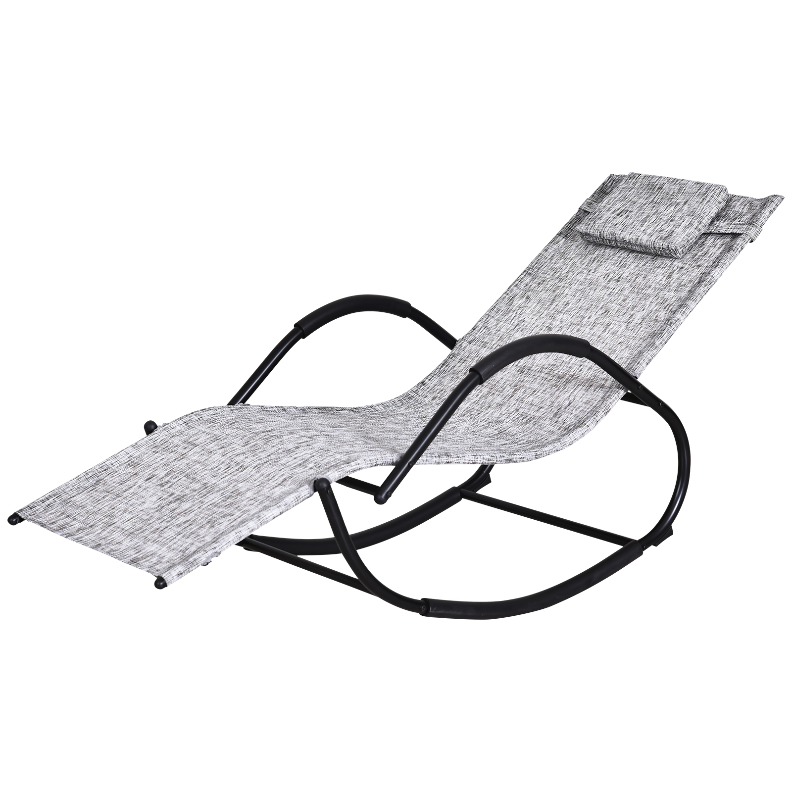 Patio Rocking Lounge Chair Texteline Zero Gravity Rocker Outdoor Patio Garden Recliner Seat w/ Padded Pillow - Grey - Life Essentials
