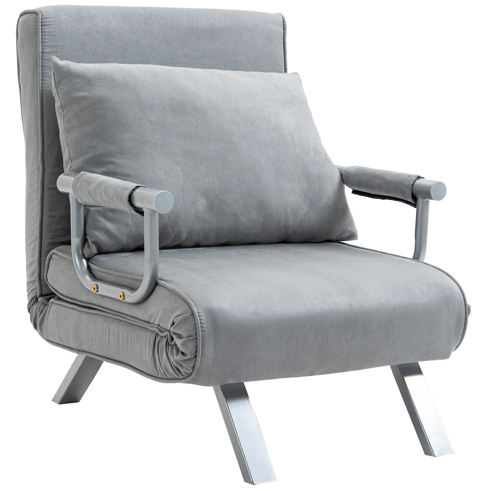 Modern 2-In-1 Design Single Sofa Bed Sleeper Foldable Portable Armchair Bed Chair Lounge Couch with Pillow for Living Room, Bedroom, Light Grey - Life