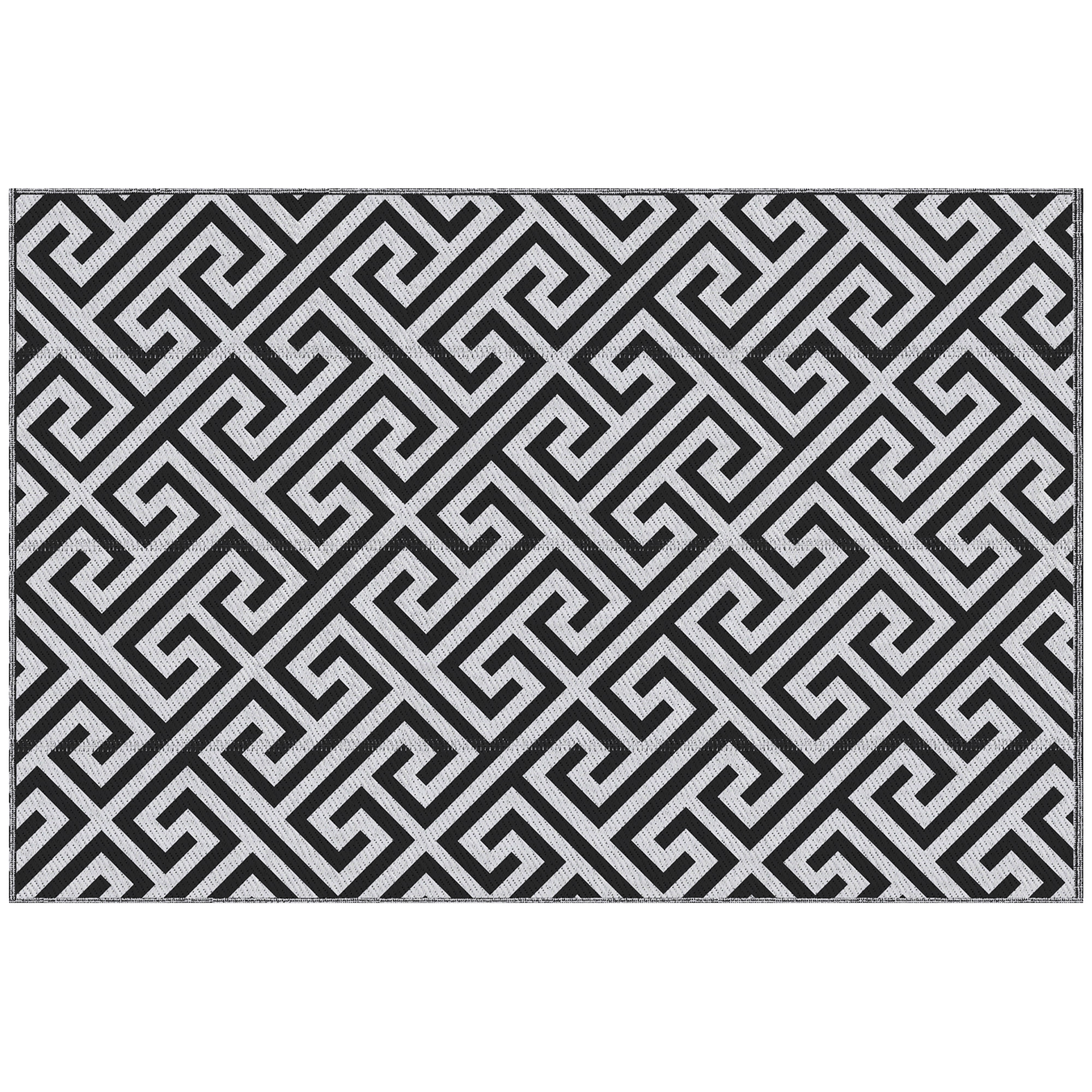 152 x 243 cm(5x 8ft) Outdoor Rug Reversible Mat Plastic Straw Rug Portable RV Camping Mat for Garden Deck Picnic Indoor, Black & White - Life 