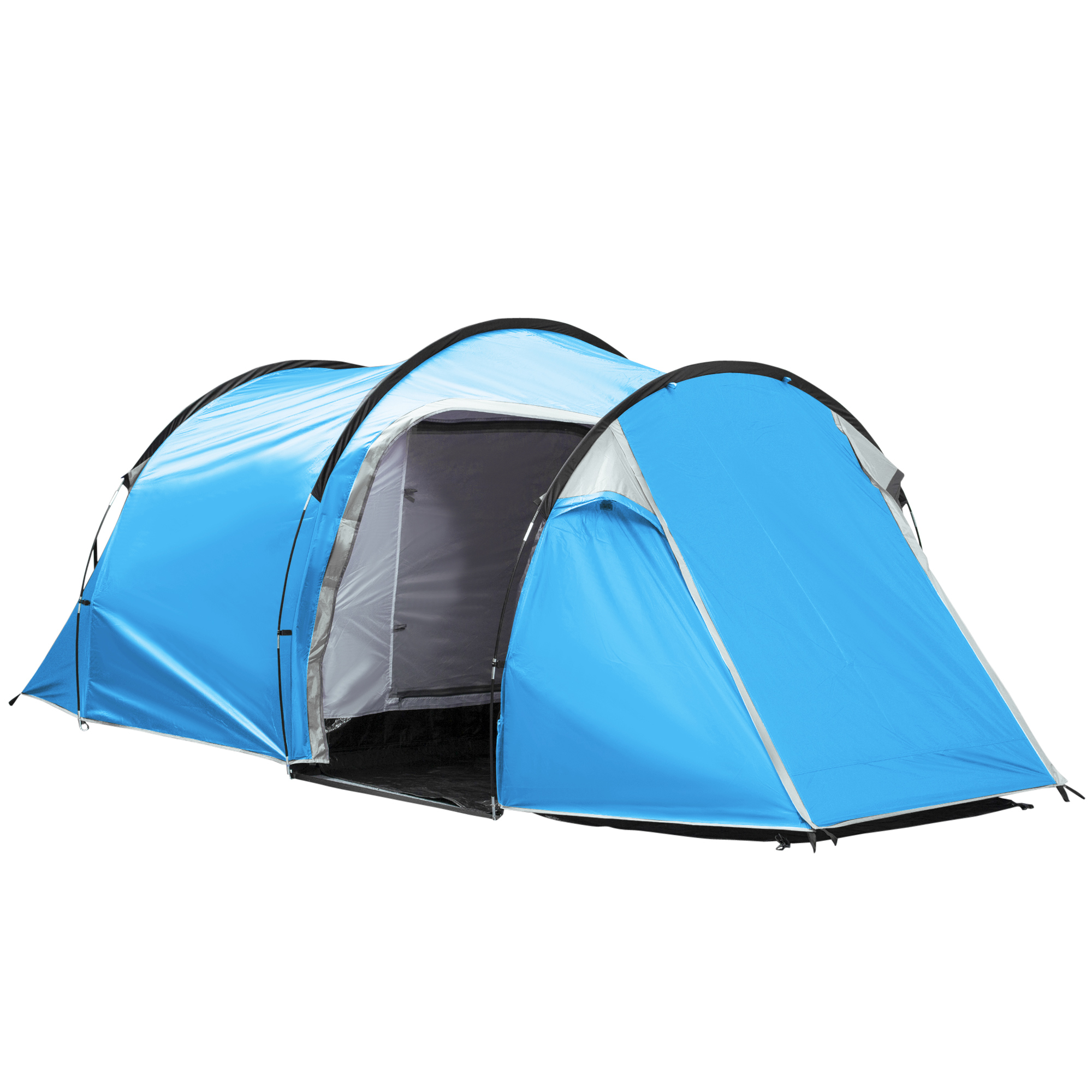 2-3 Man Tunnel Tents w/ Vestibule Camping Tent Porch Air Vents Rainfly Weather-Resistant Shelter Fishing Hiking Festival Shelter Blue - Life 