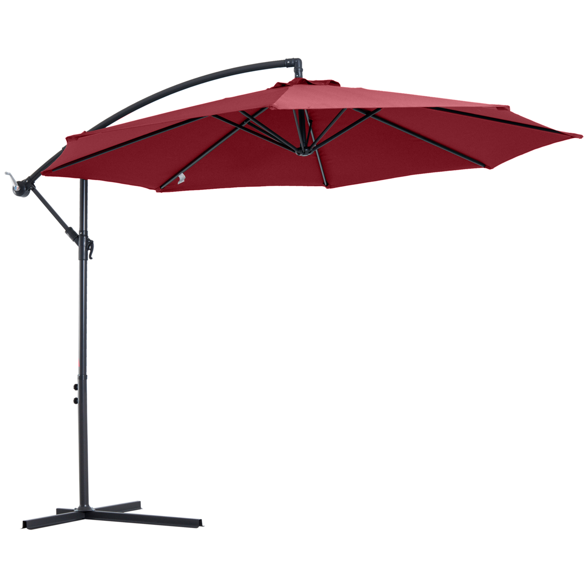 3 meter Cantilever Umbrella Garden Banana Parasol Patio Hanging Sun Shade Wine Red - Life Essentials