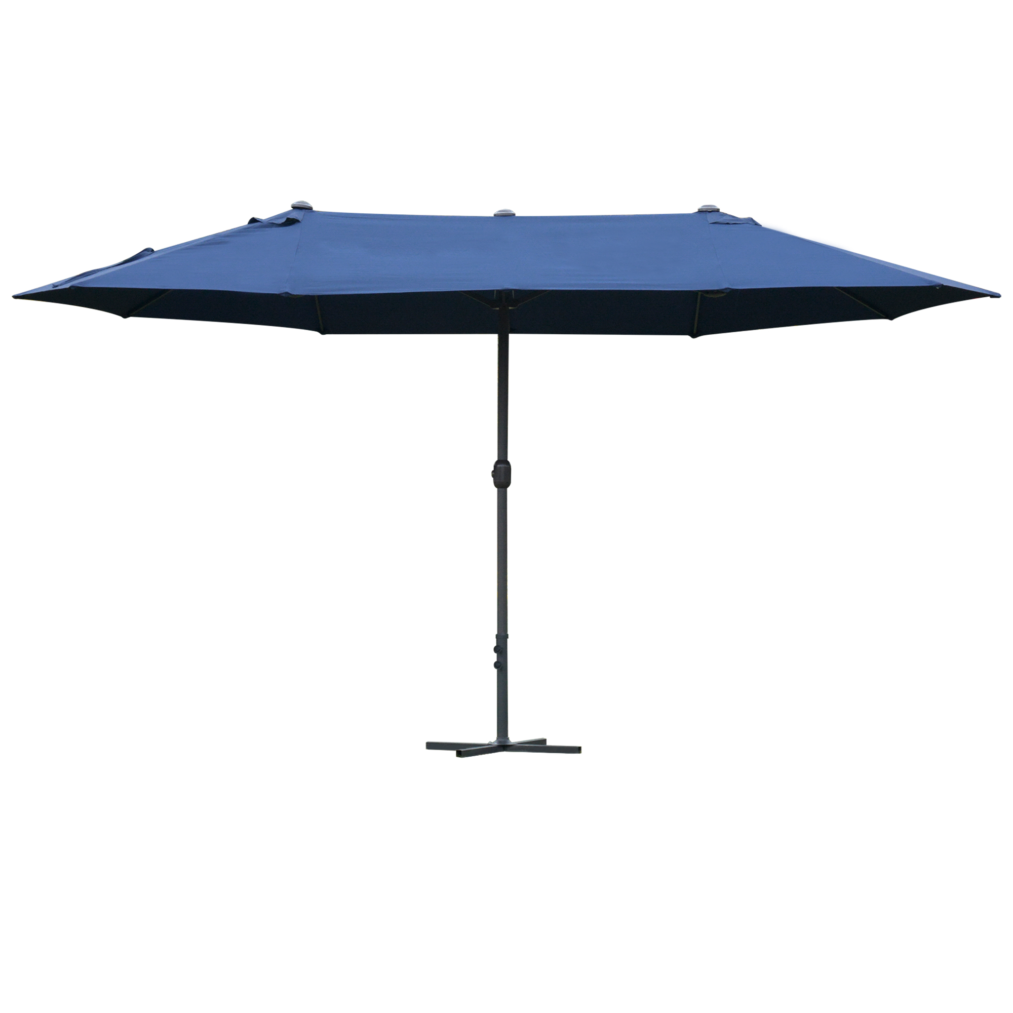 4.6m Garden Parasol Double-Sided Sun Umbrella Patio Market Shelter Canopy Shade Outdoor with Cross Base-Blue - Life Essentials