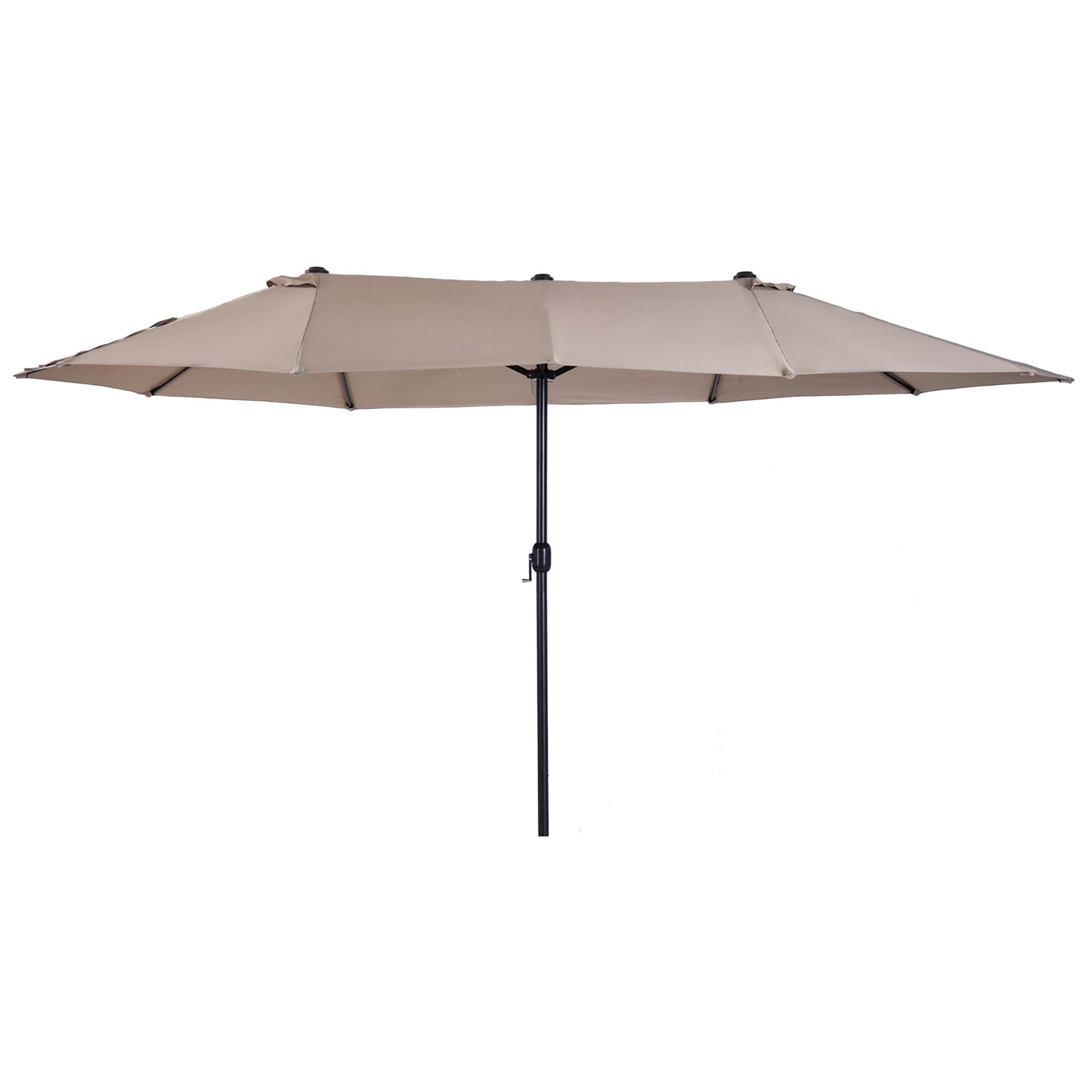4.6m Garden Parasol Double-Sided Sun Umbrella Patio Market Shelter Canopy Shade Outdoor Tan - NO BASE - Life Essentials