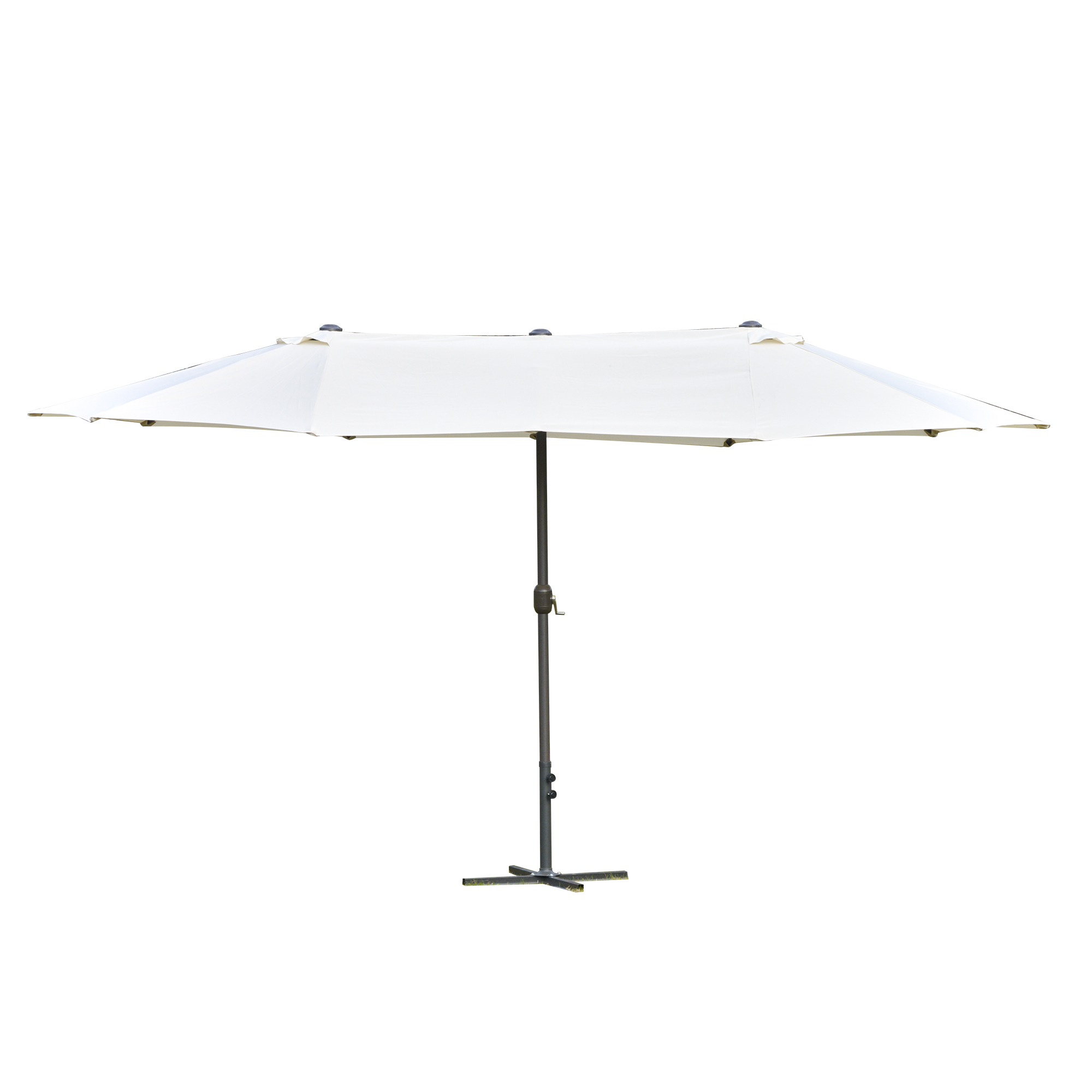 4.6m Garden Parasol Double-Sided Sun Umbrella Patio Market Shelter Canopy Shade Outdoor with Cross Base-Off White - Life Essentials