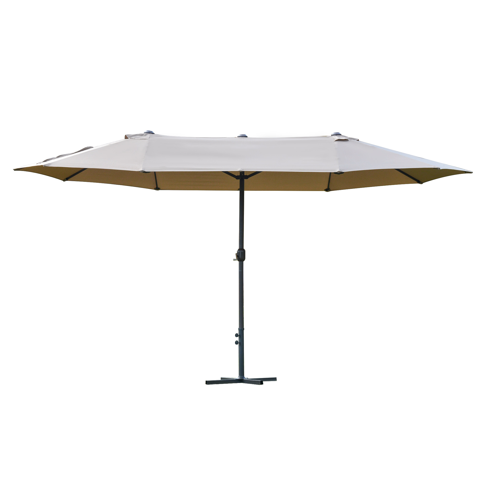4.6m Garden Parasol Double-Sided Sun Umbrella Patio Market Shelter Canopy Shade Outdoor with Cross Base-Khaki - Life Essentials