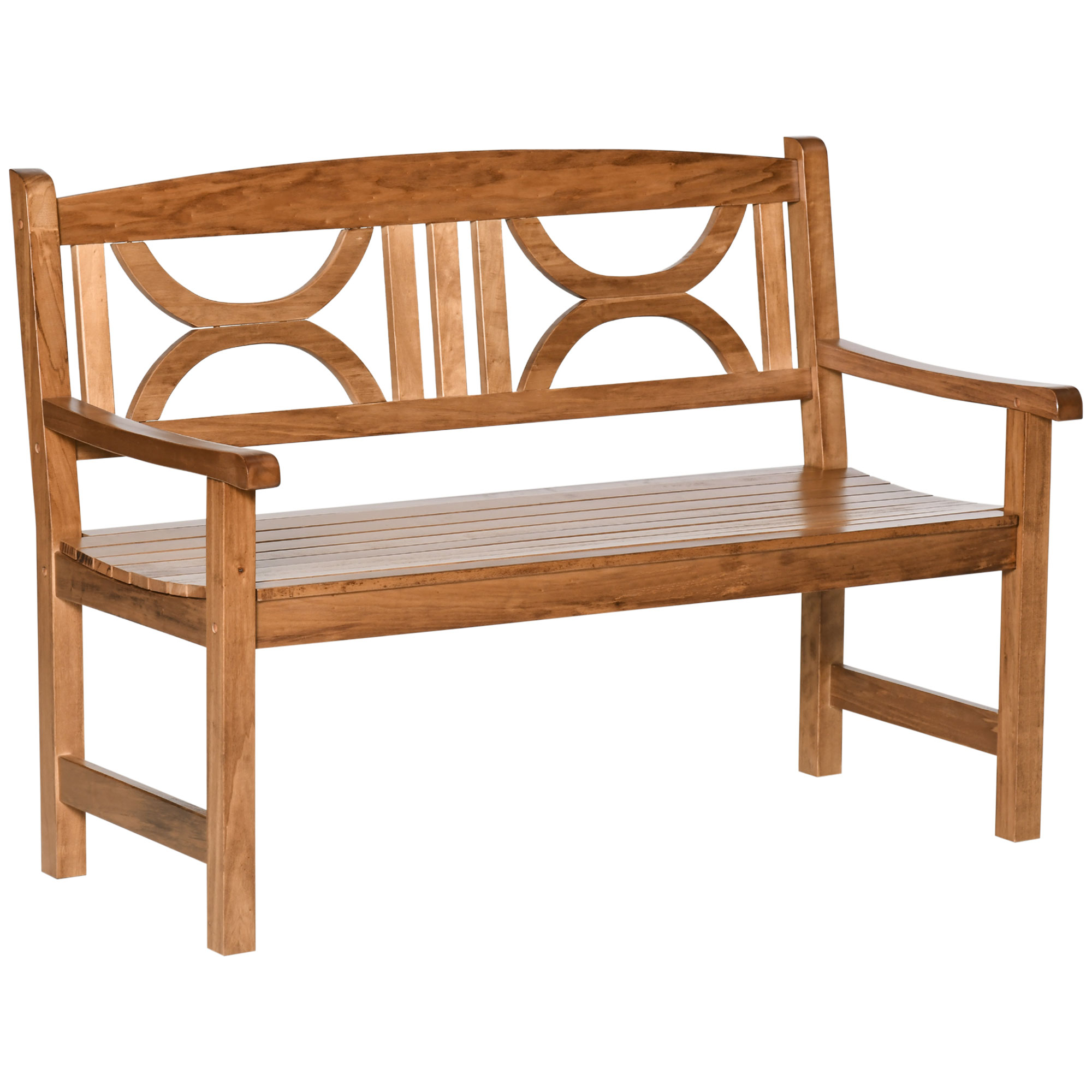 2-Seater Chair, Wooden Garden Bench, Outdoor Patio Loveseat for Yard, Lawn, Porch, Natural - Life Essentials