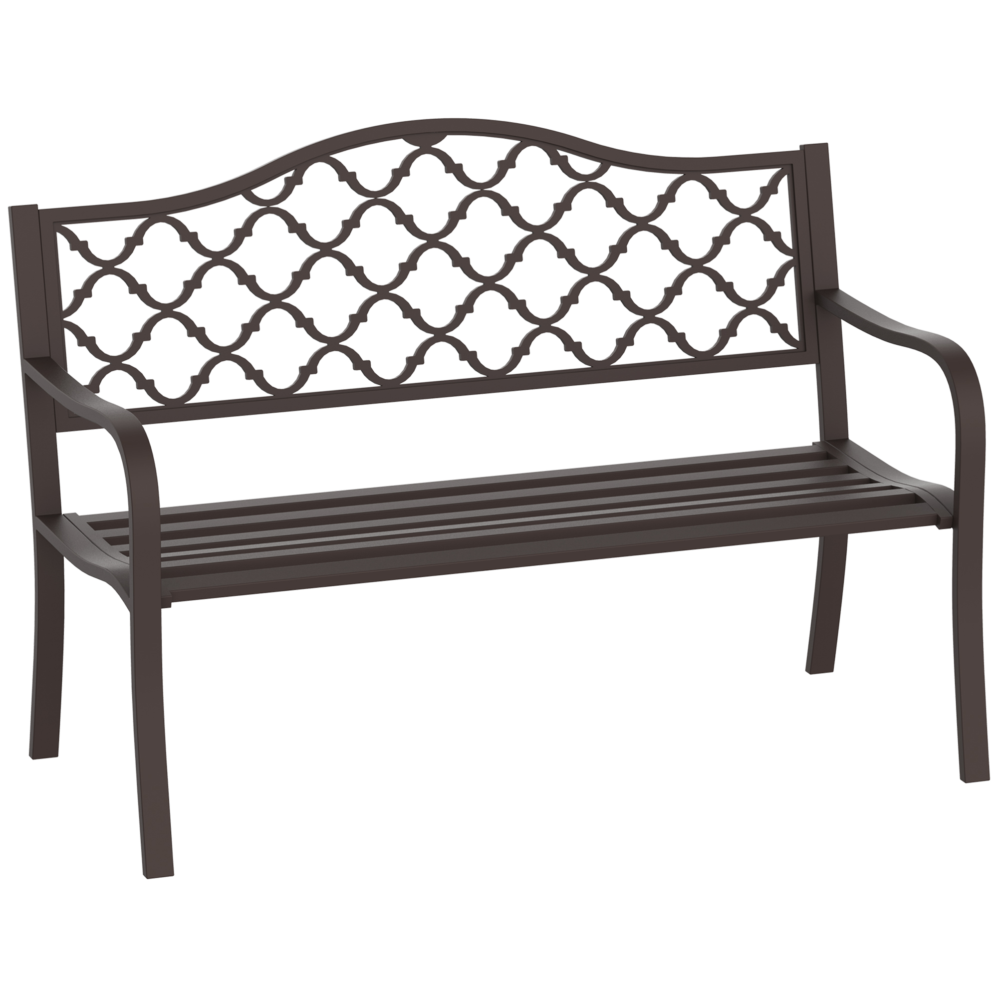 Outdoor Garden Bench Antique Style Cast Iron 2 Seater Patio Porch Park Loveseat Chair Seater - Brown - Life Essentials