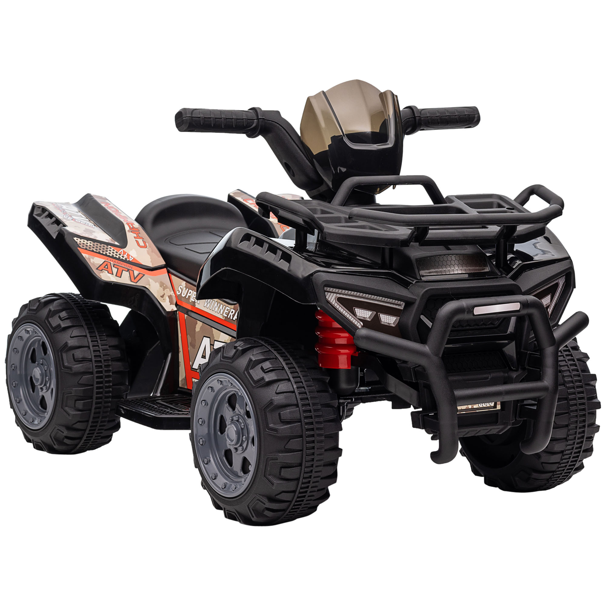 Kids Ride-on Four Wheeler ATV Car with Real Working Headlights, 6V Battery Powered Motorcycle for 18-36 Months, Black - Life Essentials