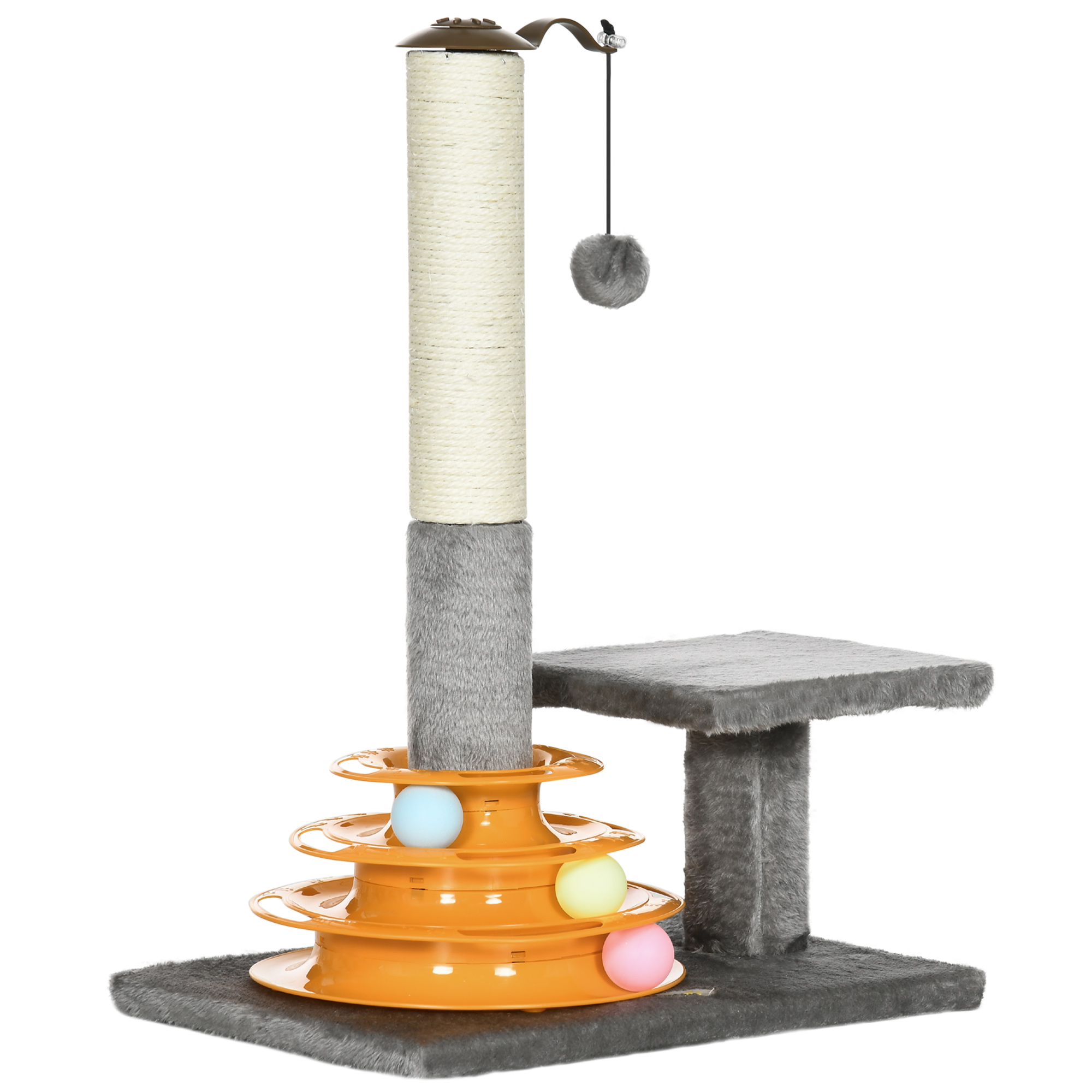 Cat Tree Tower Activity Center Climbing Stand Kitten House Furniture with Scratching Posts Toy abd Perch 56cm Grey - Life Essentials