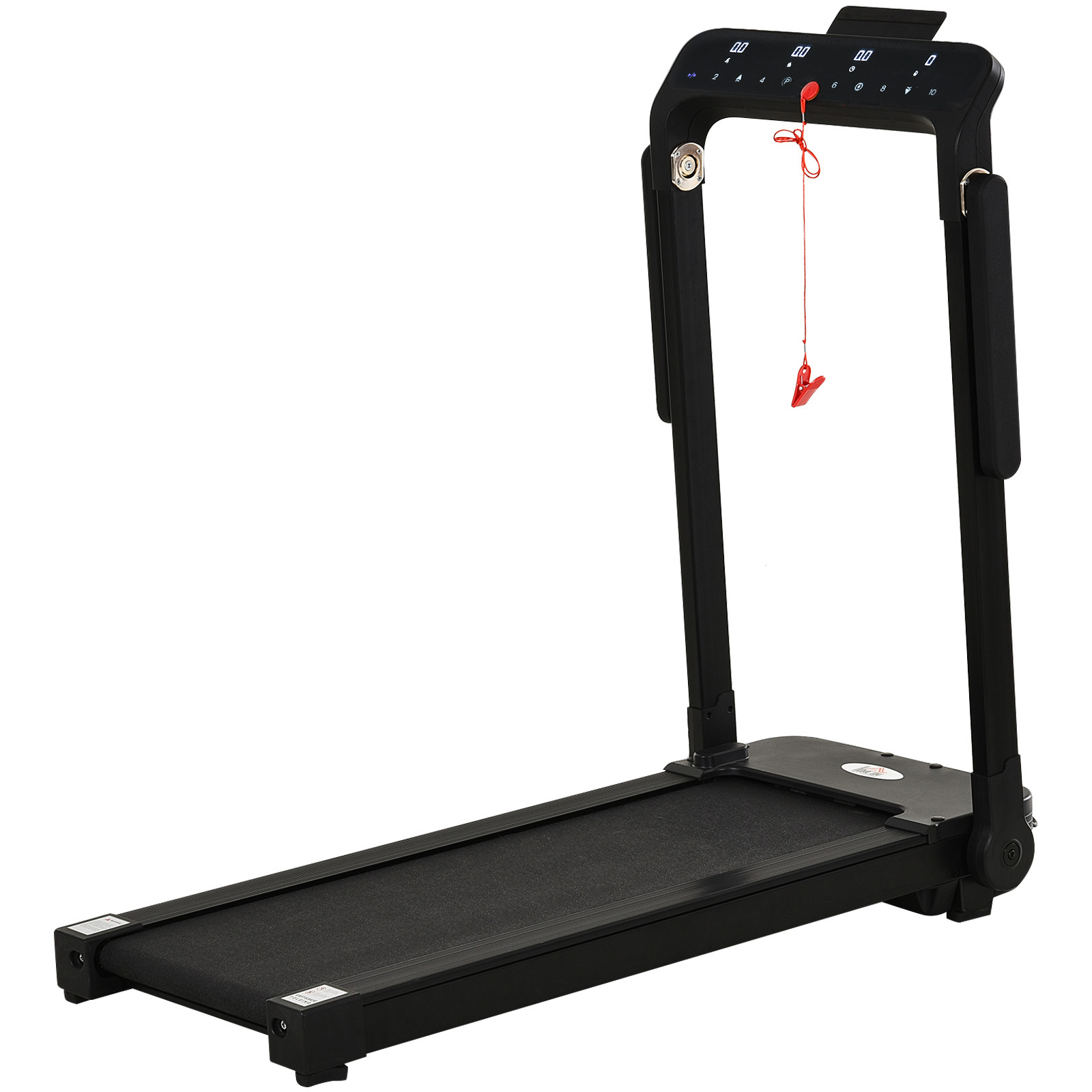 600W Motorised Treadmill 12 programmes 10km/h Safety Button w/ LCD Monitor Foldable Portable Wheels Running Walking Machine Home Office Black - Life 