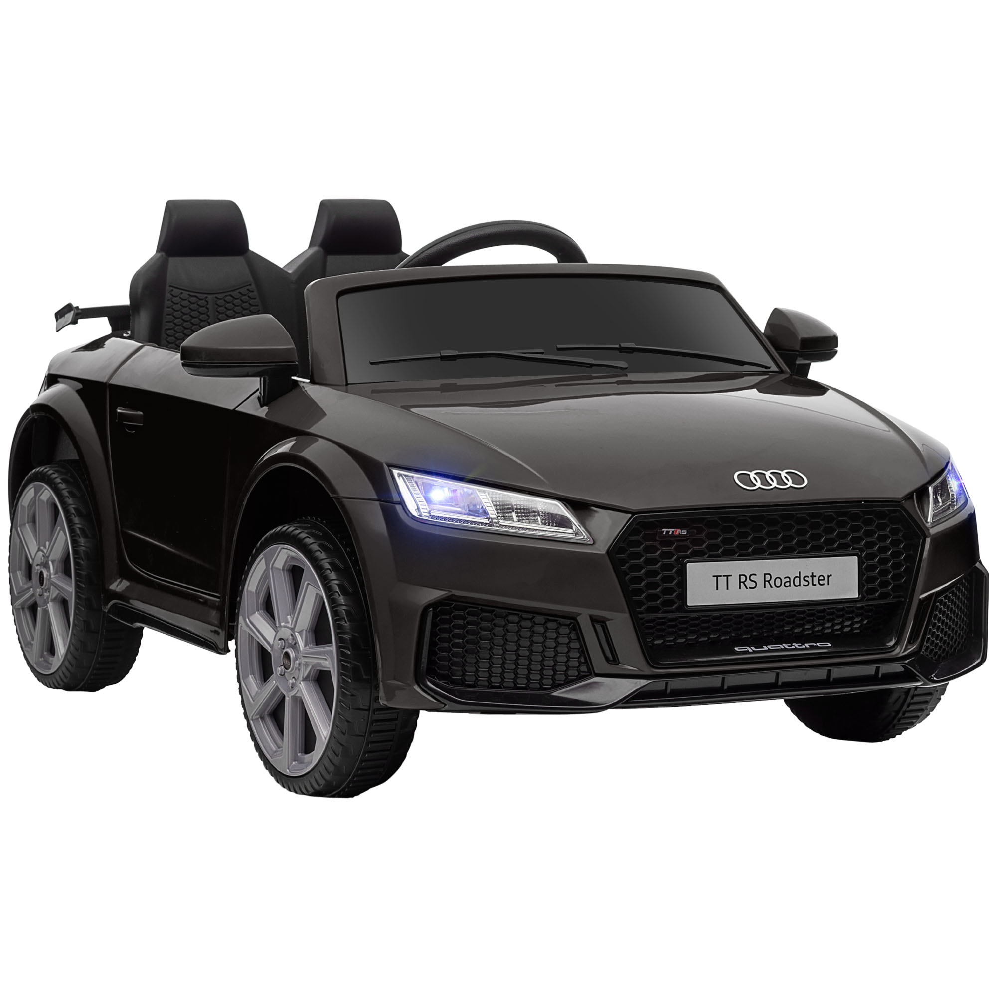Compatible for 12V Rechargeable Battery Ride On Car w/ Remote Forward Reverse Lights Horn MP3 Player Black w/ Seat Belt Audi TT RS - Life Essentials