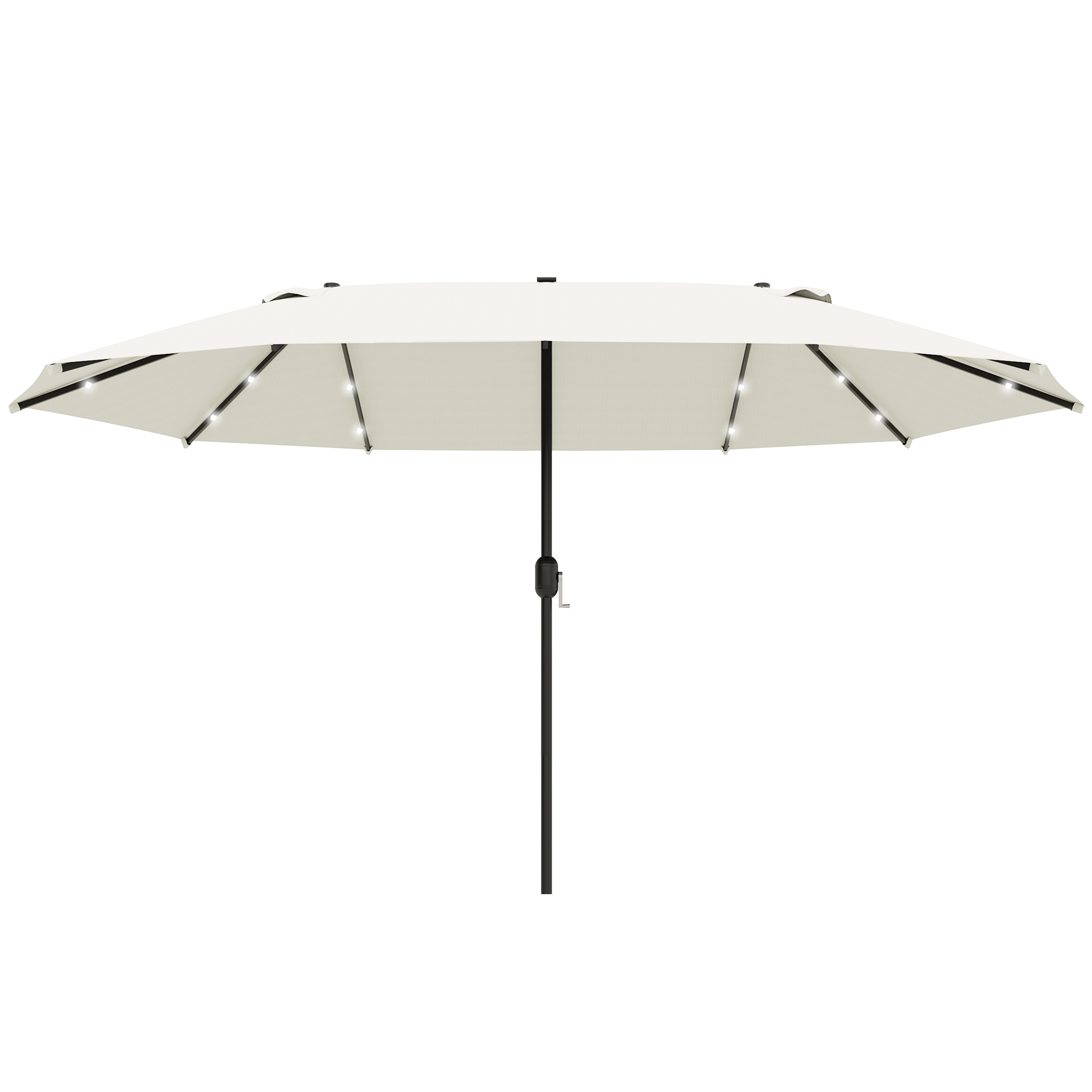 4.4m Double-Sided Sun Umbrella Garden Parasol Patio Sun Shade Outdoor with LED Solar Light Cream White - Life Essentials