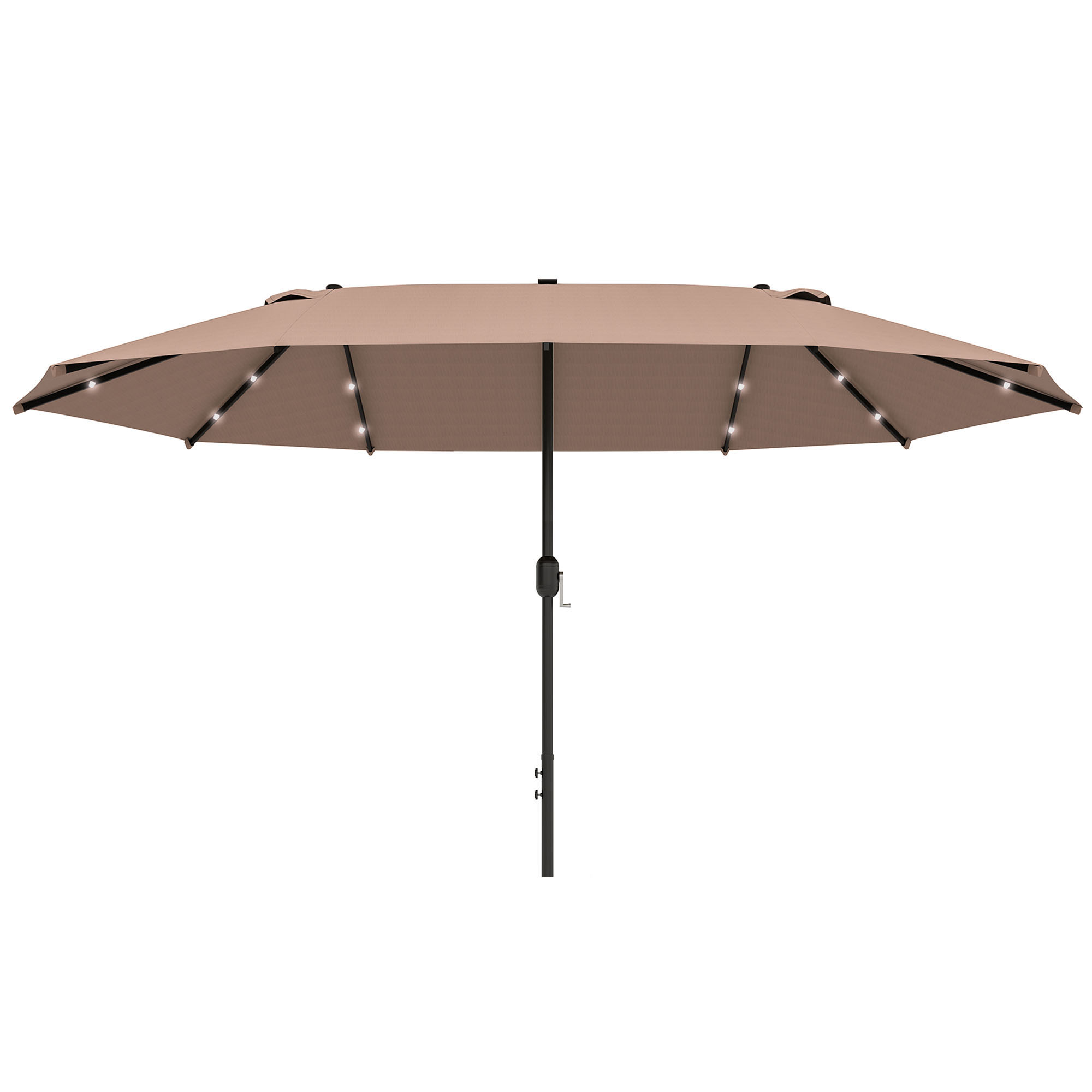 Garden Parasol 4.4m Double-Sided Sun Umbrella Patio Sun Shade Outdoor with LED Solar Light , Khaki - Life Essentials