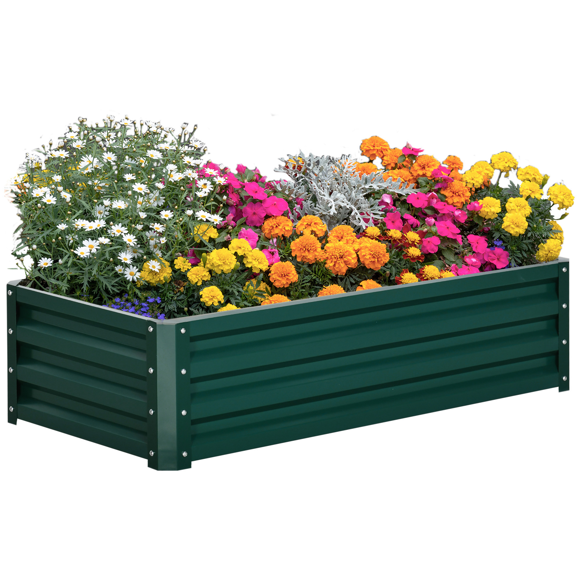 Raised Beds for Garden, Galvanized Outdoor Planters, for Herbs and Vegetables, Use for Patio, Backyard, Balcony, Green - Life Essentials