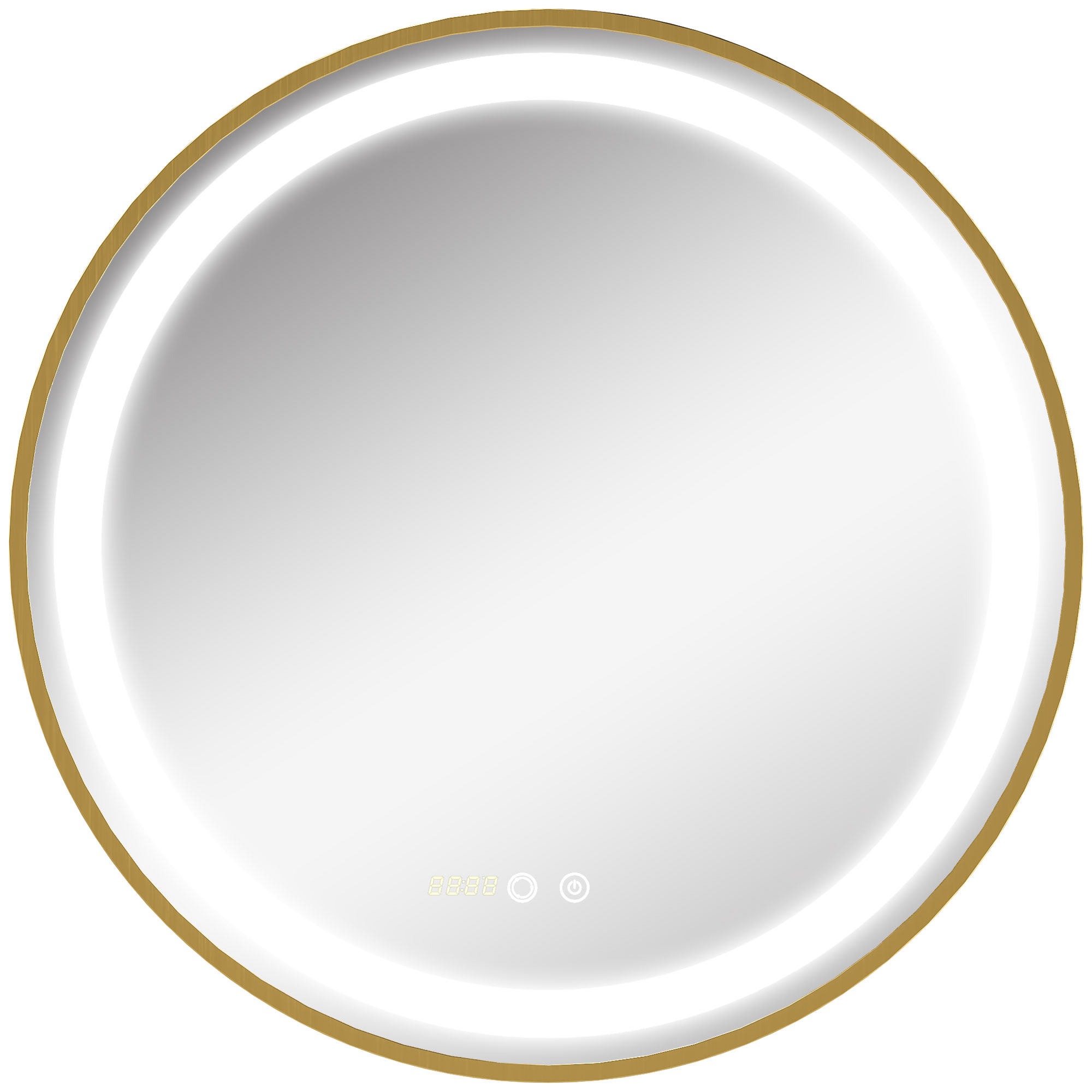 Round LED Bathroom Mirror, Dimmable Lighted Wall Mount Mirror with 3 Colours, Time Display, Memory Function, Hardwired - Life Essentials