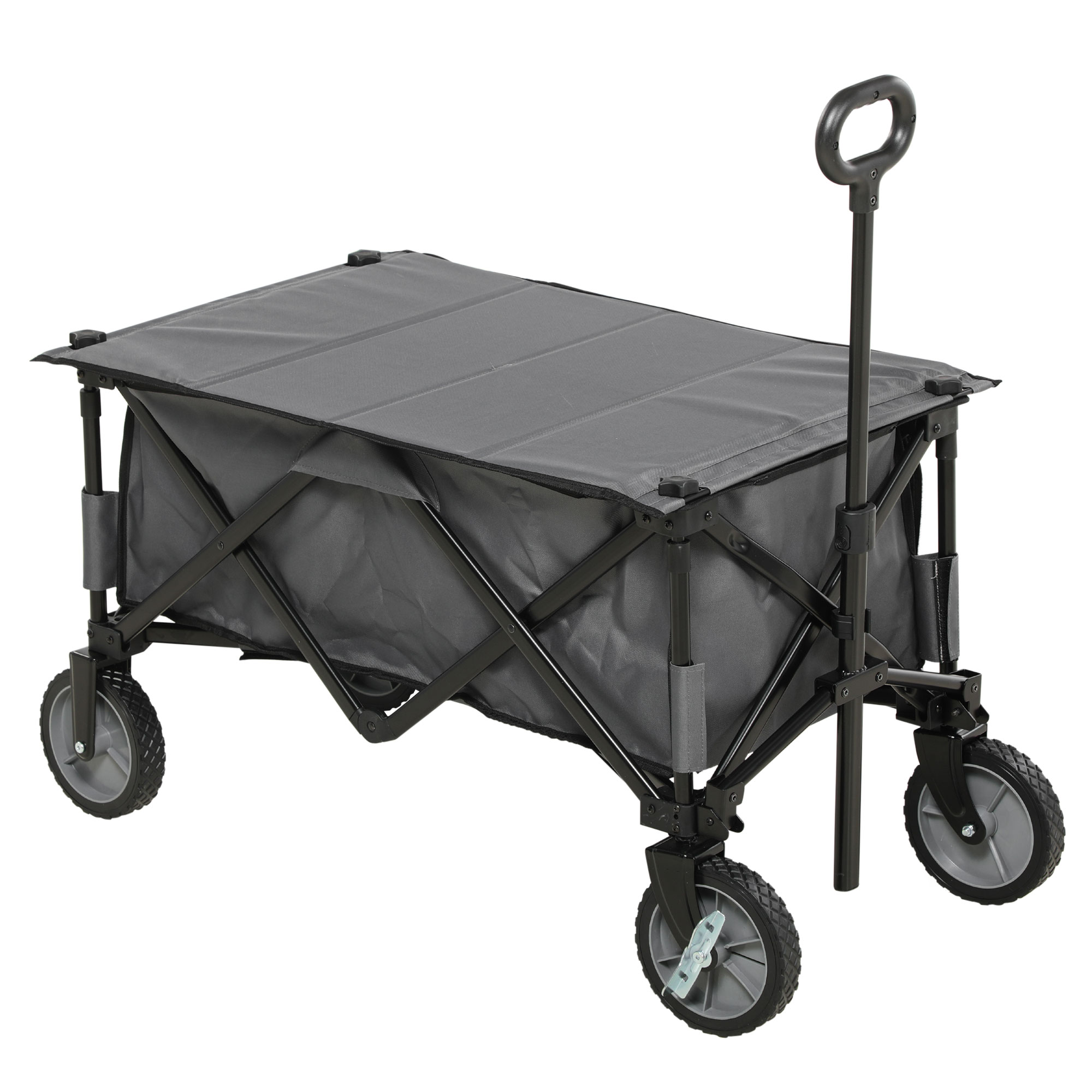 Garden Trolley, Cargo Traile on Wheels, Folding Collapsible Camping Trolley, Outdoor Utility Wagon, Dark Grey - Life Essentials