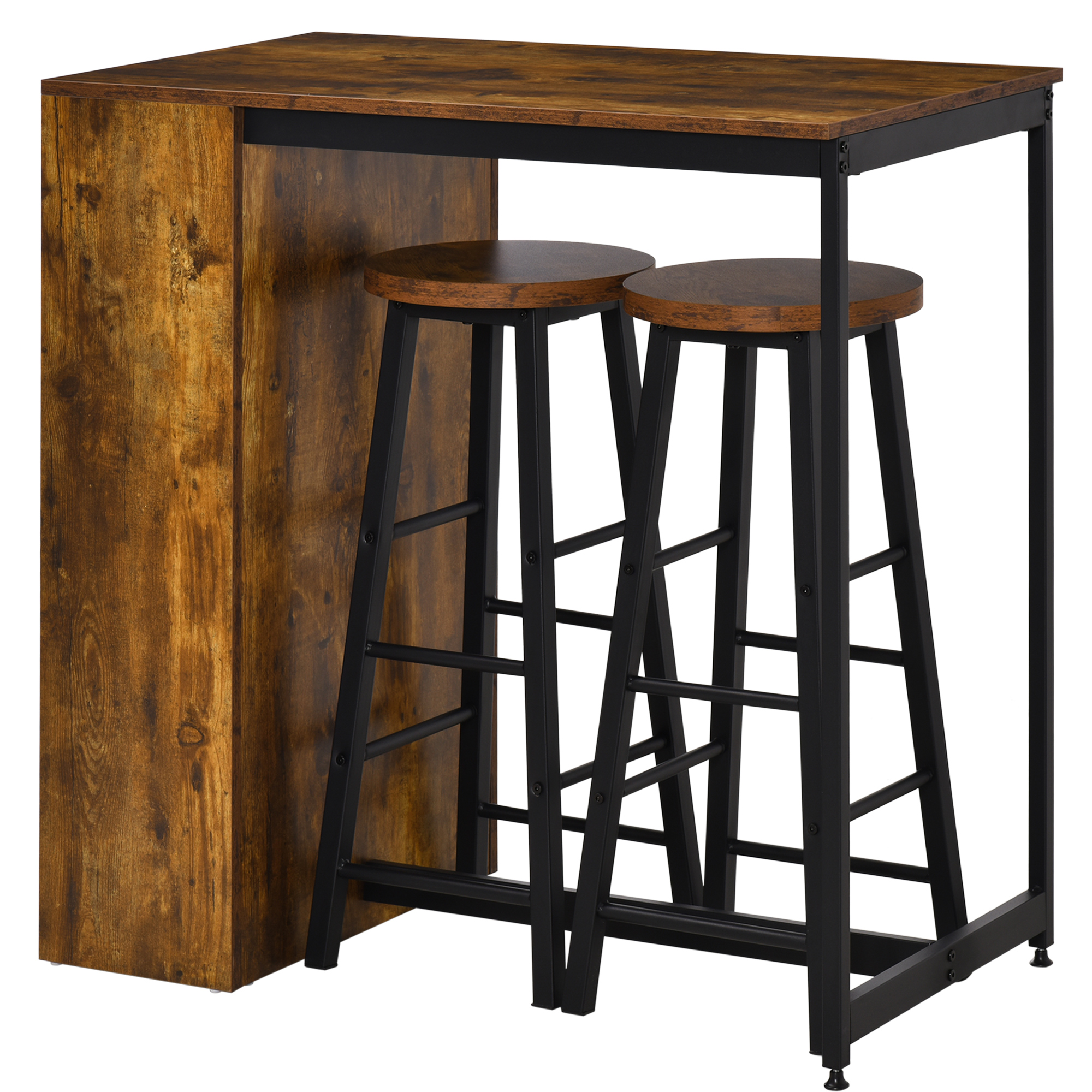 Industrial Bar Table Set for 2, 3 Pieces Pub Table and Bar Stools with Storage Shelf for Kitchen - Life Essentials