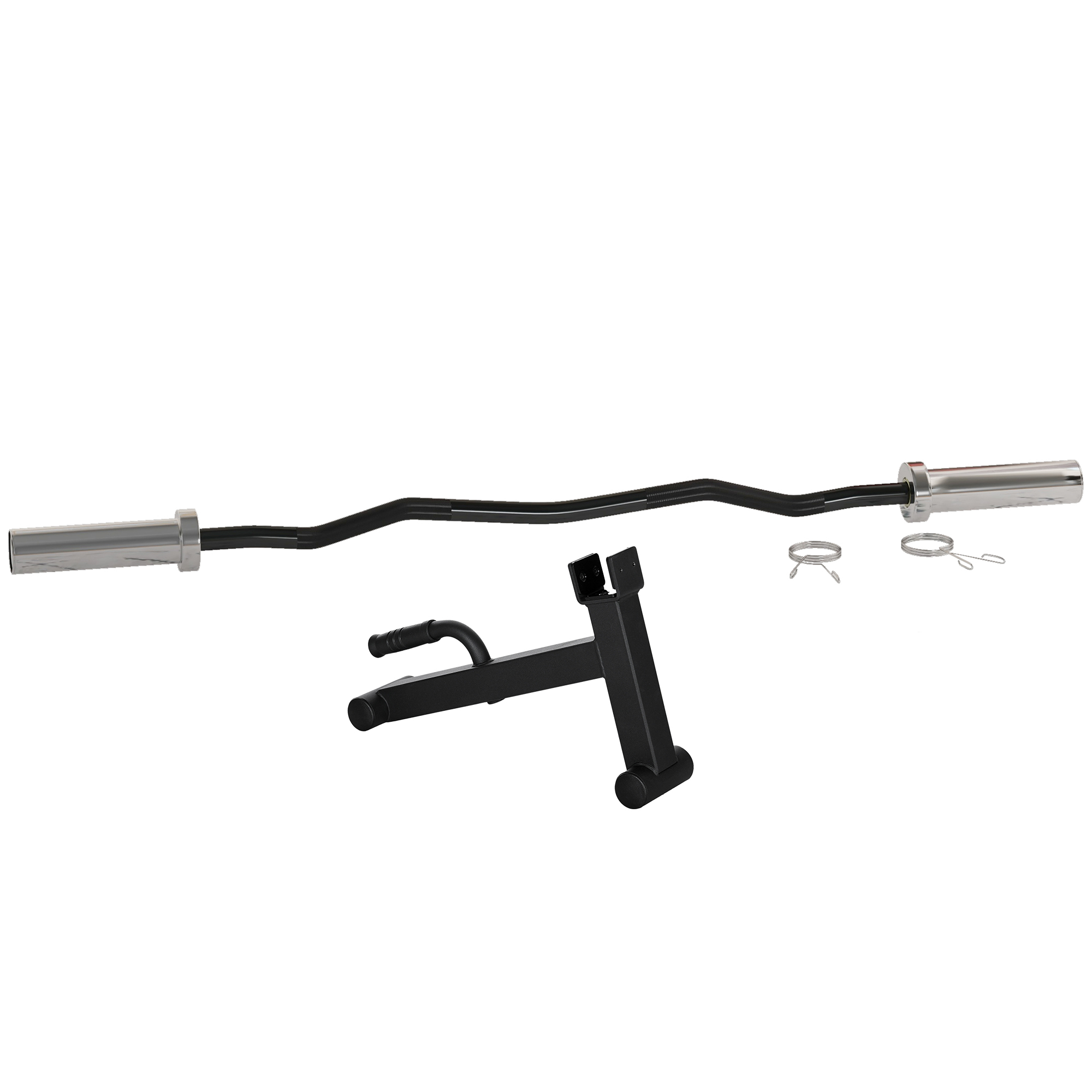 SPORTNOW Olympic 120cm EZ Curl Bar & Barbell Jack Set, Barbell Bar for 5cm Weight Plates, Deadlift Jack for Loading 200kg Weight Plates, for Home Gym 