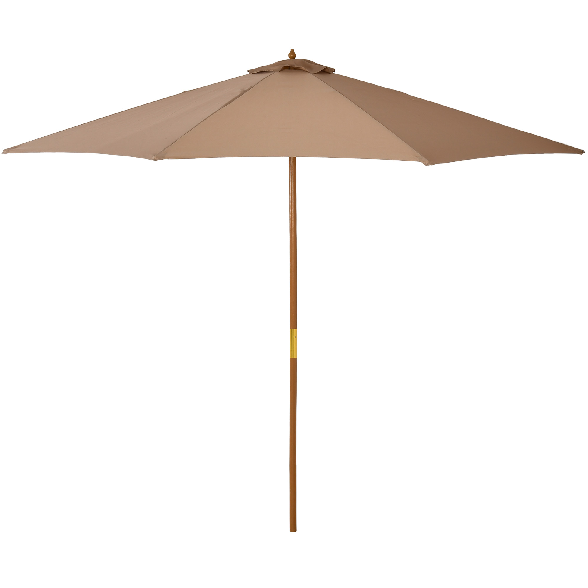 3(m) Garden Umbrella Wooden Parasol 8 Ribs Bamboo Sun Shade Patio Outdoor Umbrella Canopy Khaki - Life Essentials