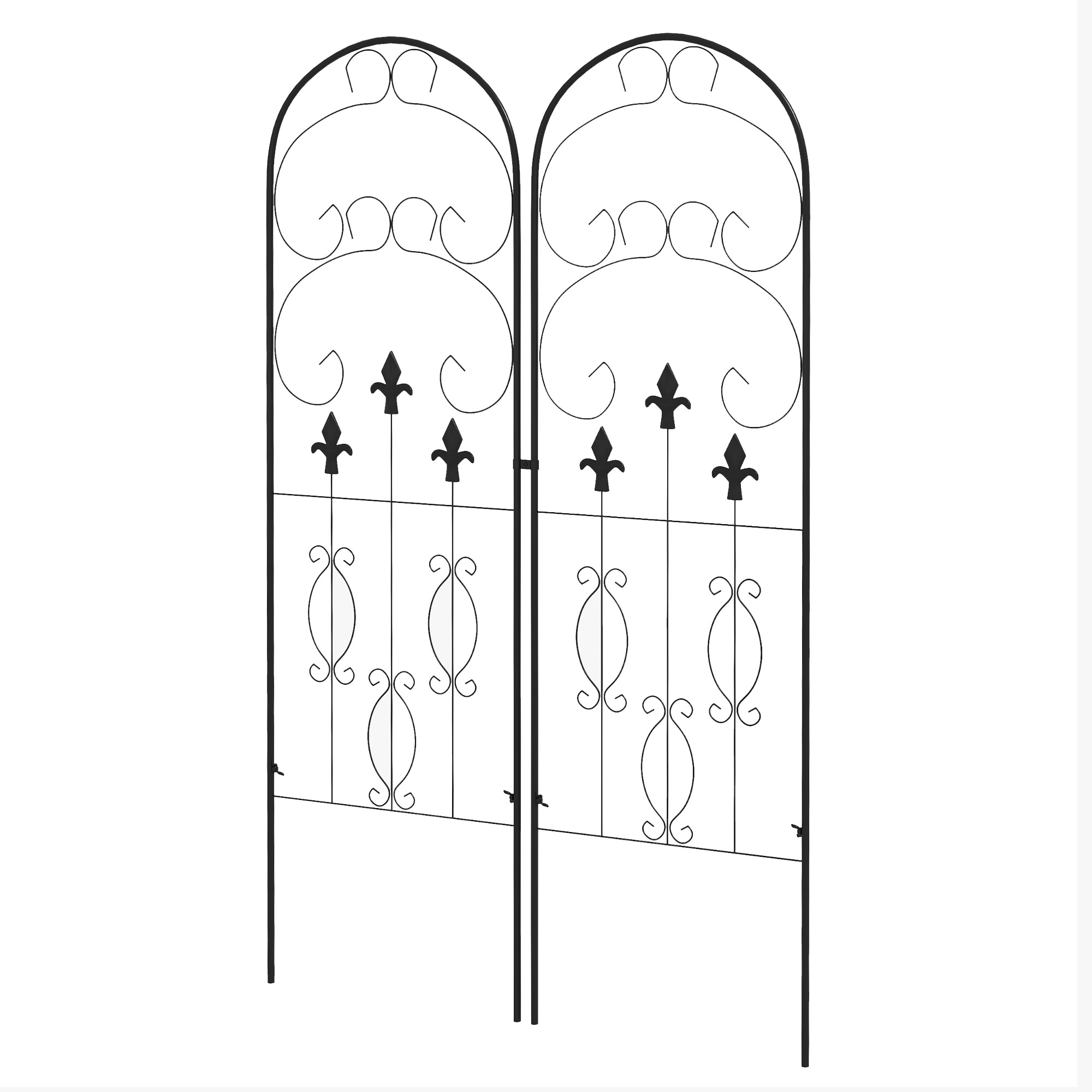 Metal Trellis Set of 2, Garden Trellis for Climbing Plants Support Frames, Scrolls Design - Life Essentials