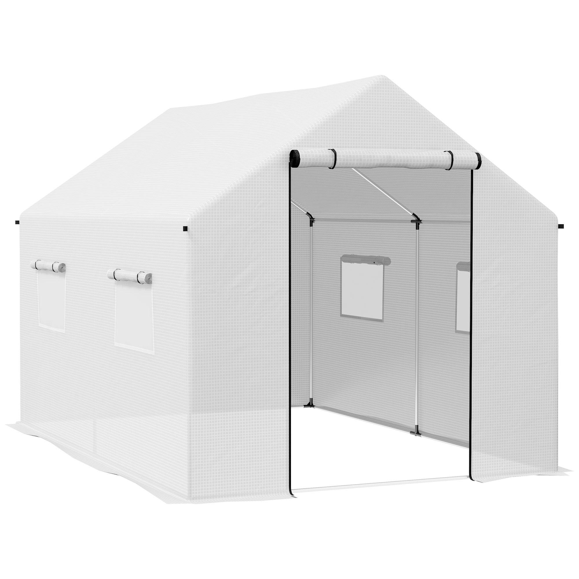 Polyethylene Walk-in Polytunnel Greenhouse, 2 x 3(m), White - Life Essentials