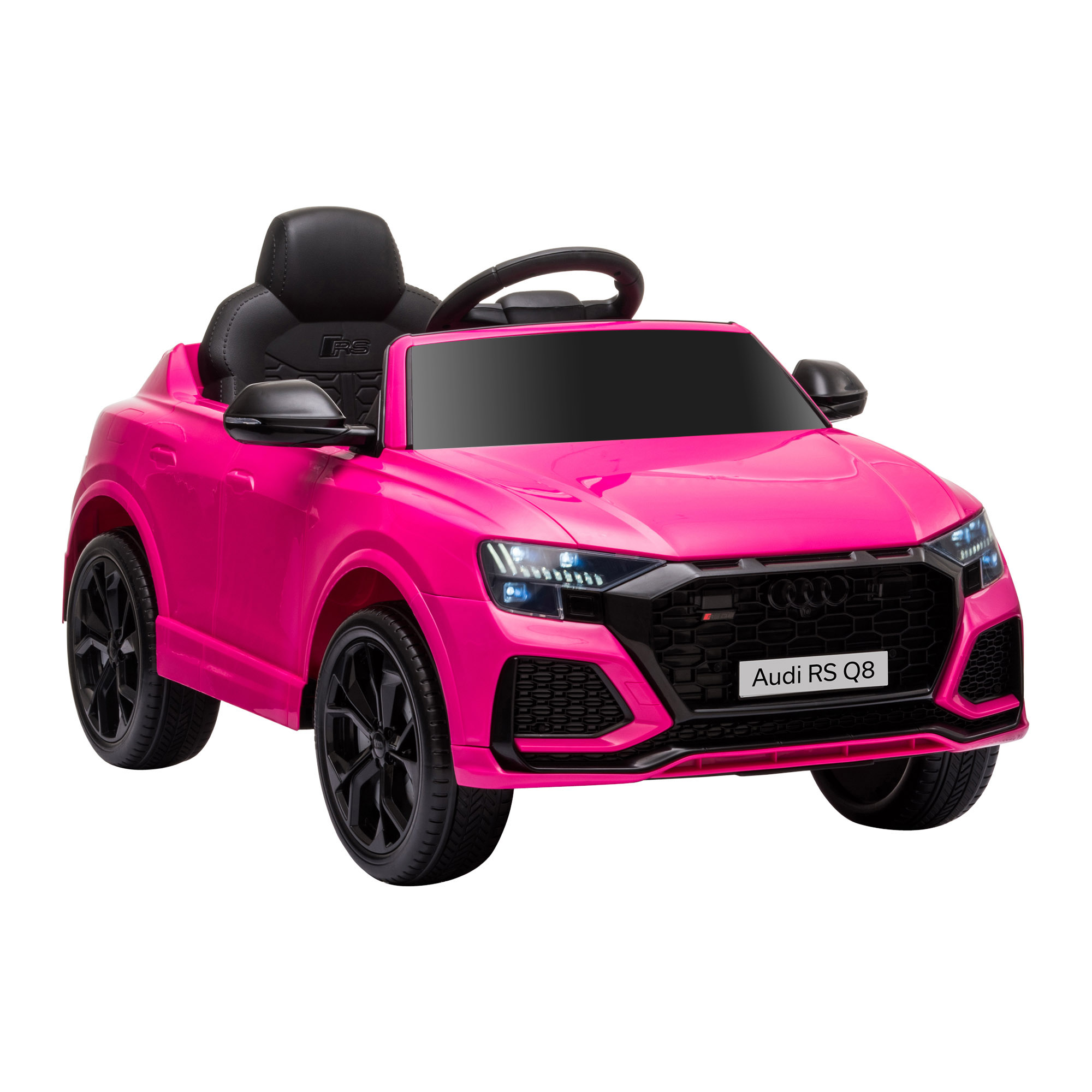 Compatible 6V Battery-powered Kids Electric Ride On Car Audi RS Q8 Toy with Parental Remote Control Music Lights USB MP3 Bluetooth Pink - Life 