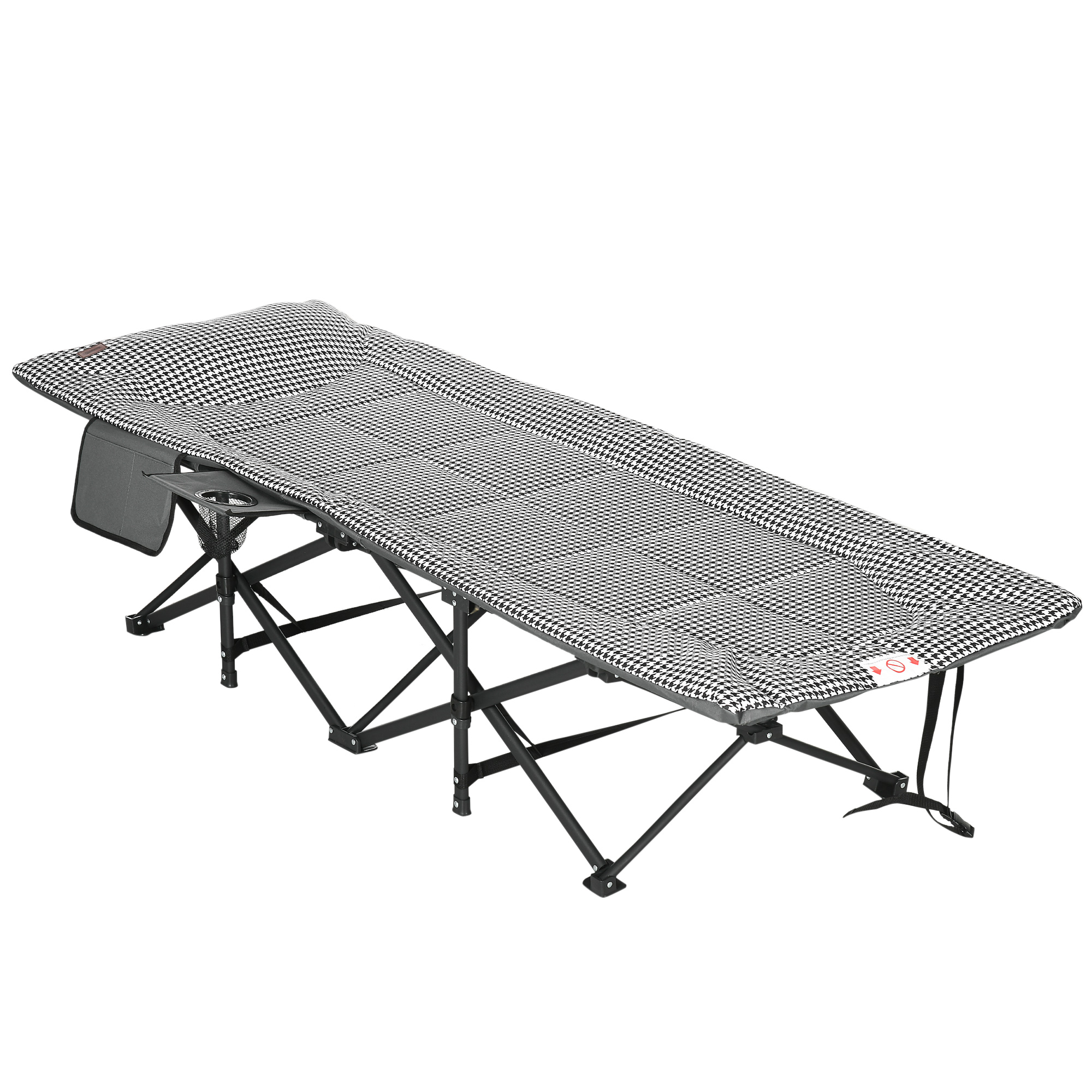 Foldable Sun Lounger with Carry Bag and Cup Holder - Black - Life Essentials