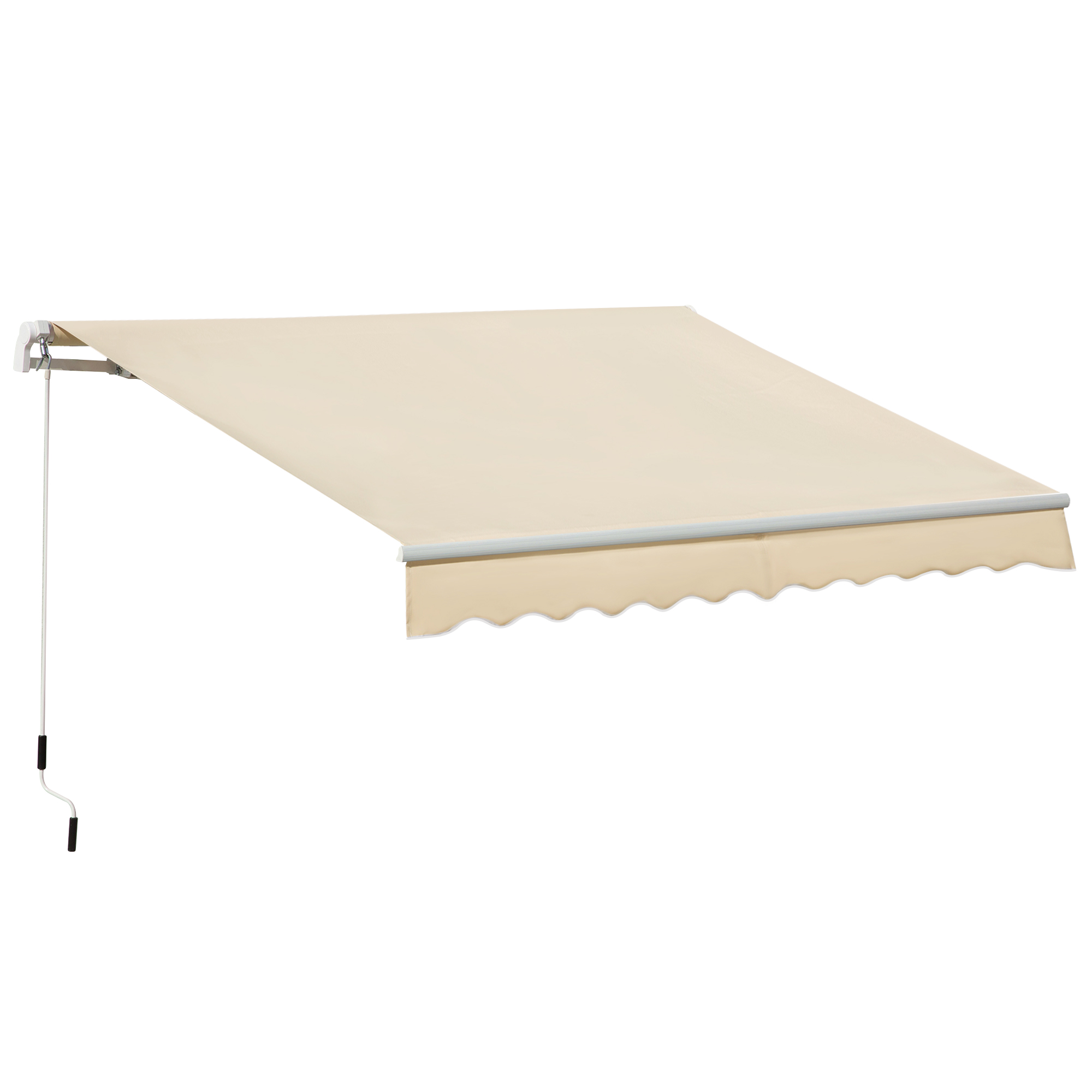 3.5M x 2.5M Manual Awning Canopy Retractable Sun Shade Shelter Winding Handle for Garden Patio Beige - Life Essentials