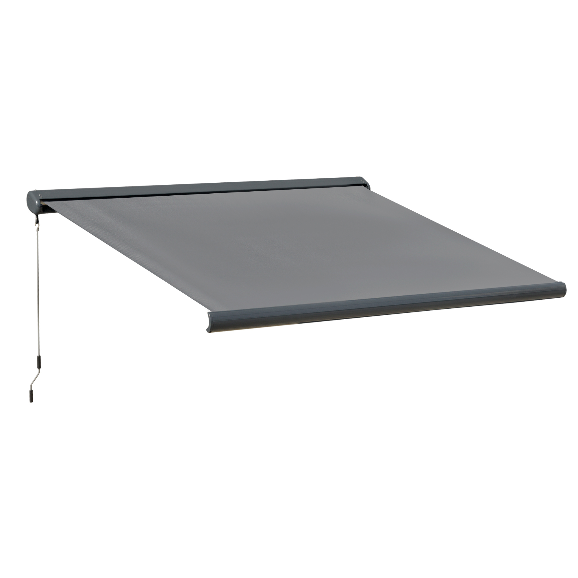 Cassette Electric Motorised Manual Awning Door Window Patio Canopy Retractable Sun Shade w/ R/C, 350x300cm Grey - Life Essentials