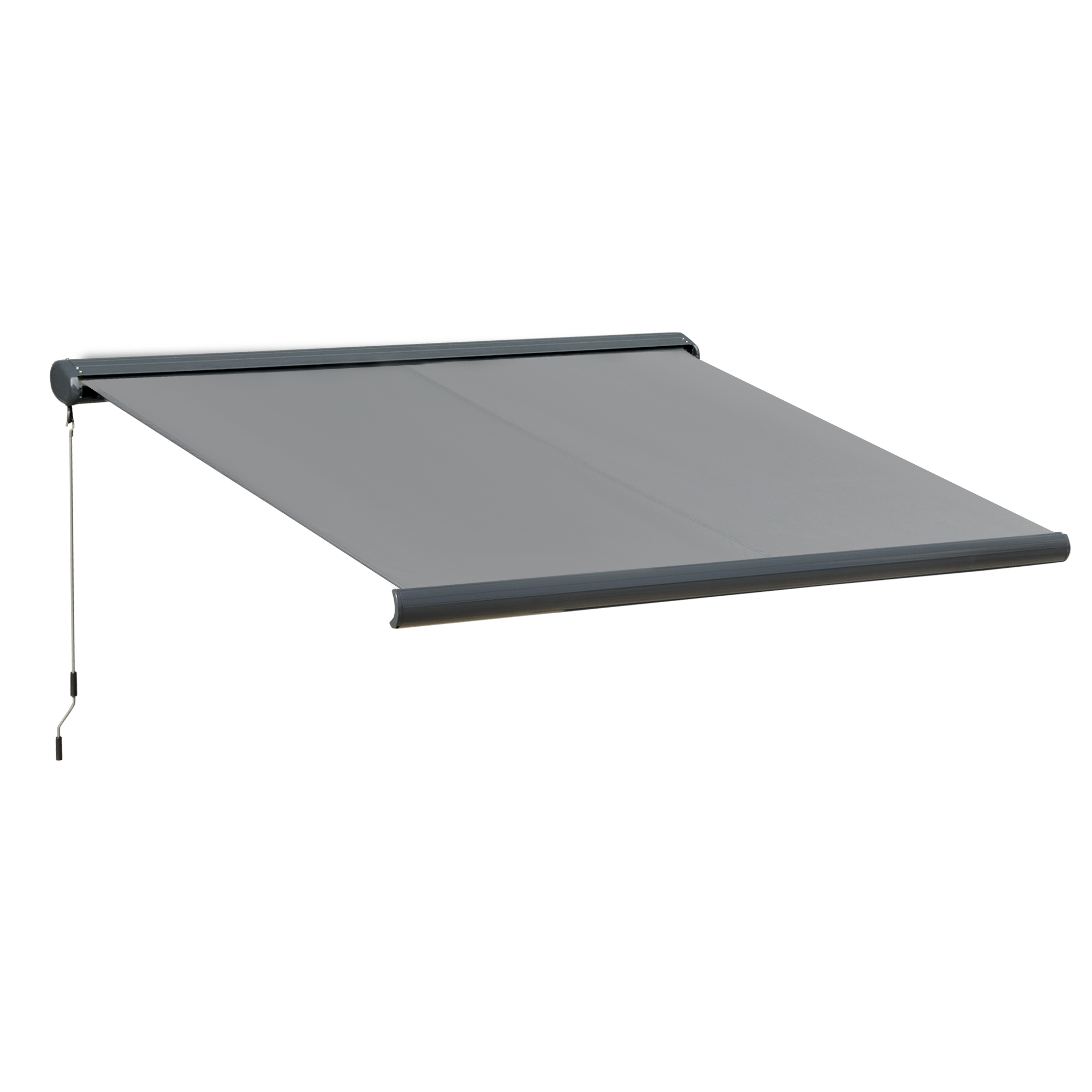 Cassette Electric Motorised Manual Awning Door Window Patio Canopy Retractable Sun Shade w/ R/C & LED, 300x250cm Grey - Life Essentials