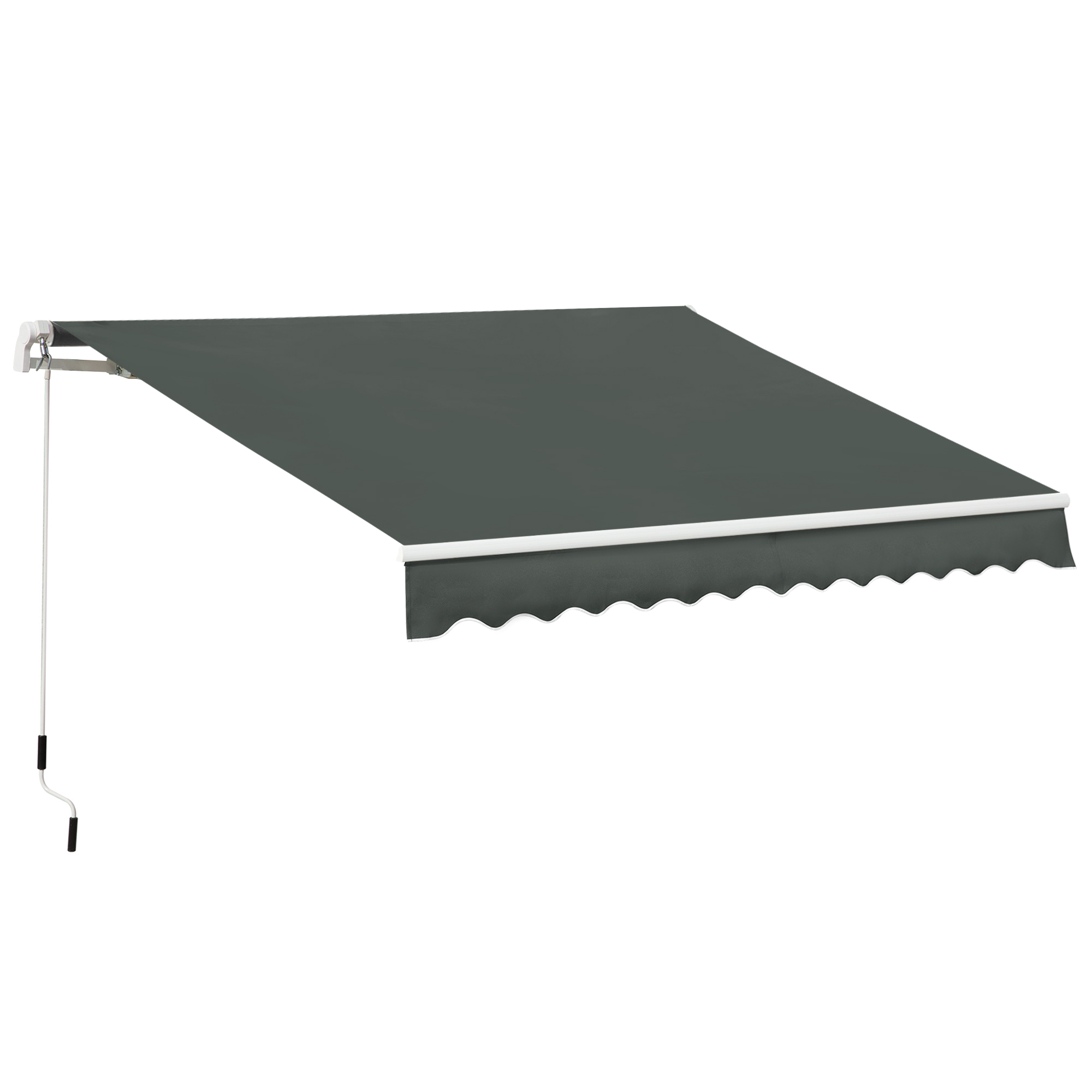 3.5M x 2.5M Manual Awning Canopy Retractable Sun Shade Shelter Winding Handle for Garden Patio Grey - Life Essentials